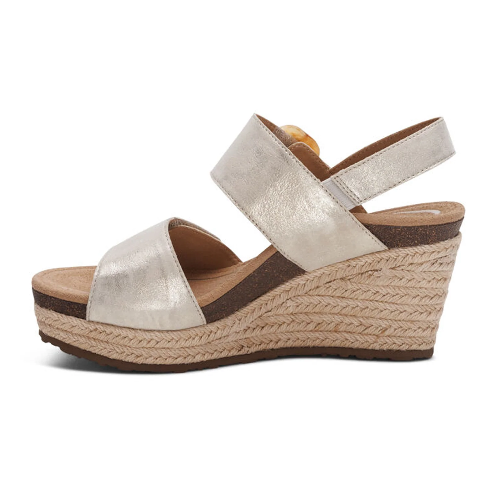 Aetrex Ashley Wedge Sandal (Women) - Champagne - Image 2
