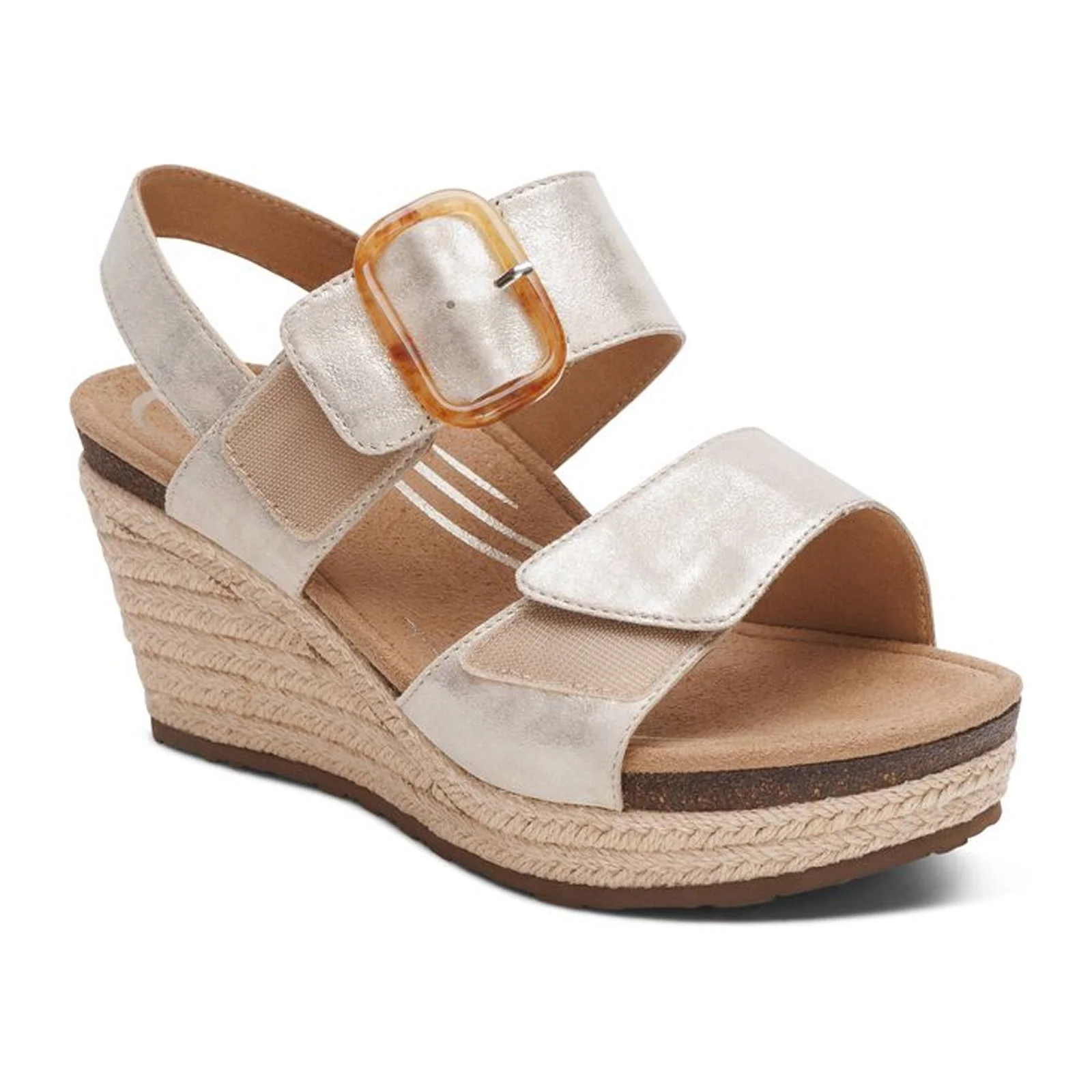 Aetrex Ashley Wedge Sandal (Women) - Champagne - Image 4
