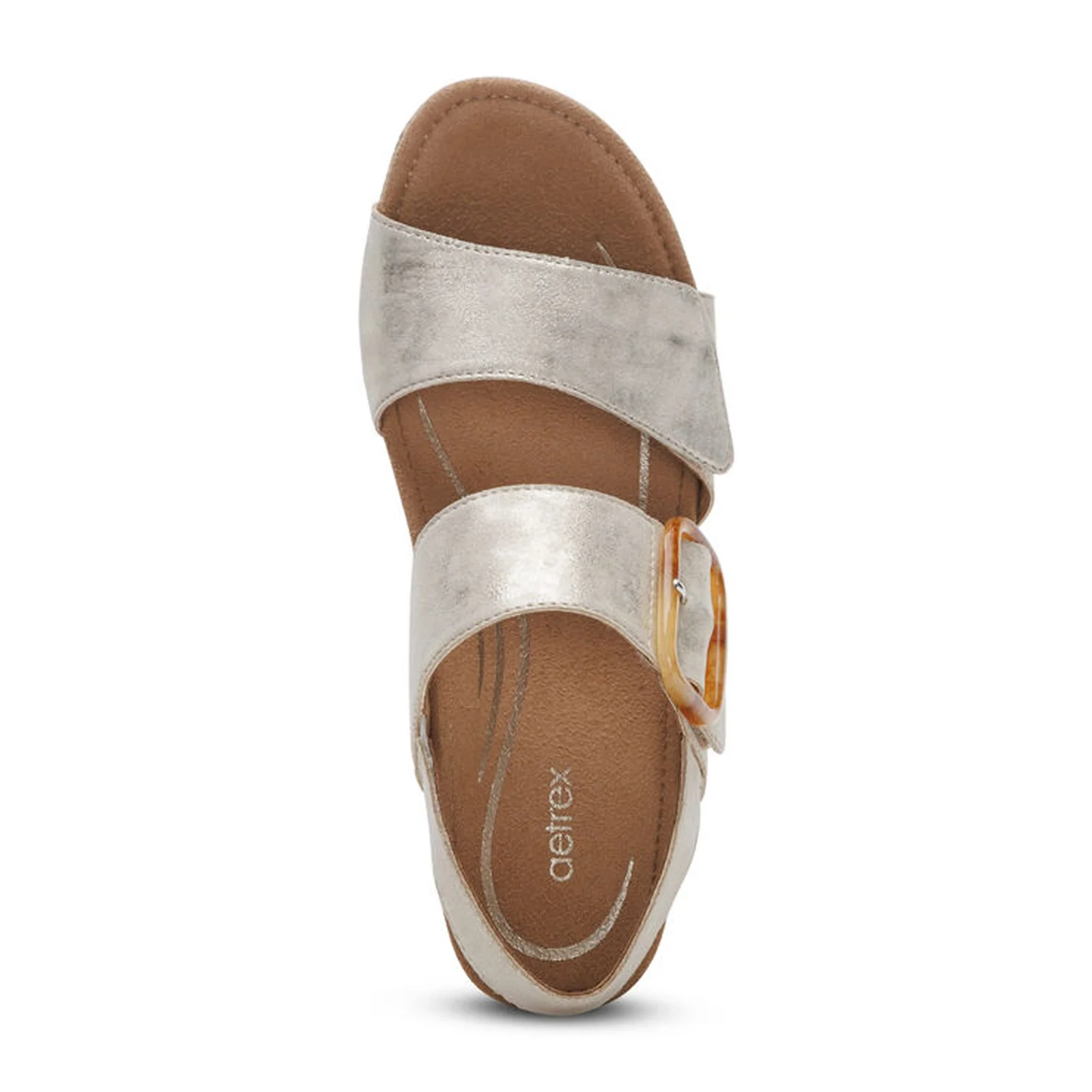 Aetrex Ashley Wedge Sandal (Women) - Champagne - Image 6