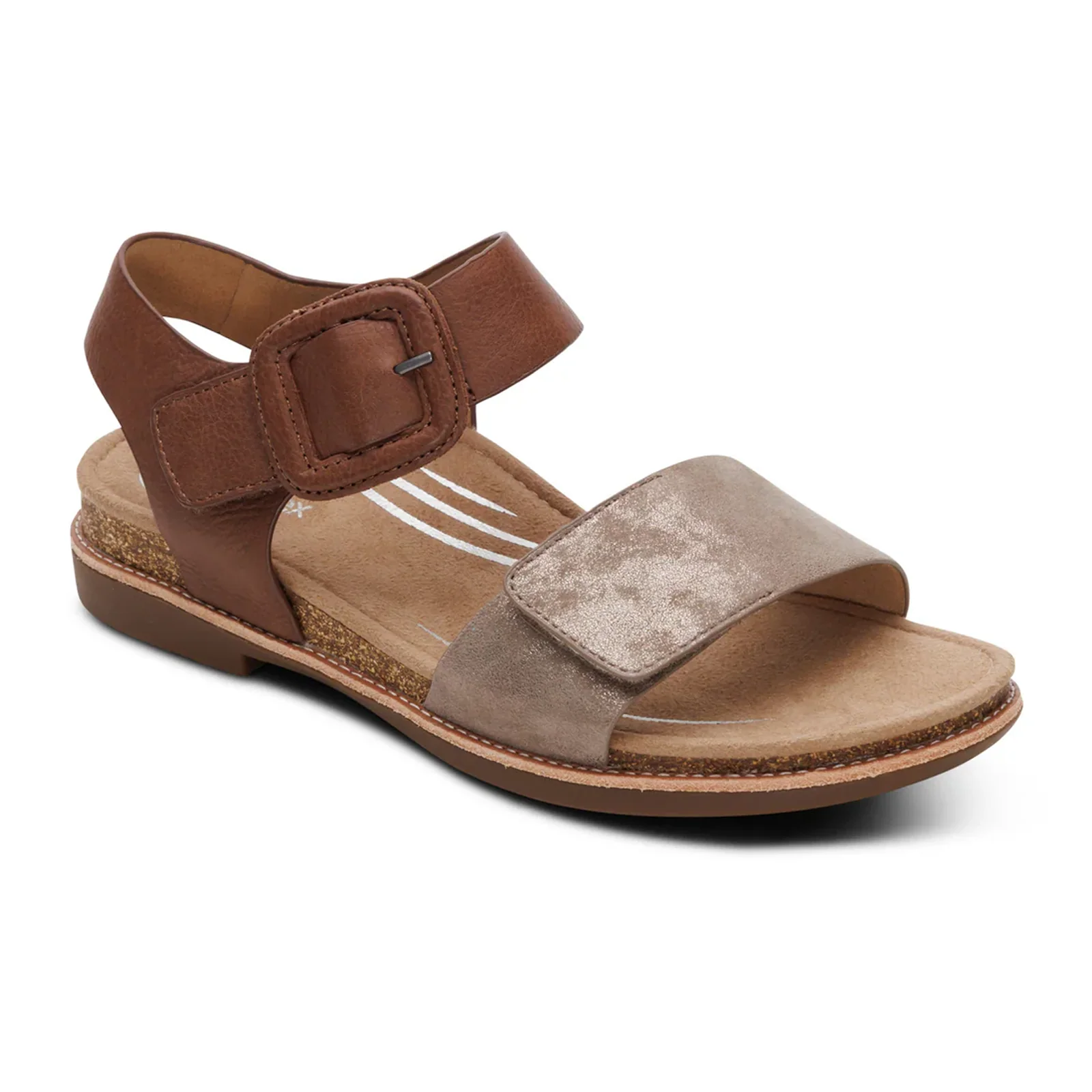 Aetrex Claire Backstrap Sandal (Women) - Taupe Multi - Image 3