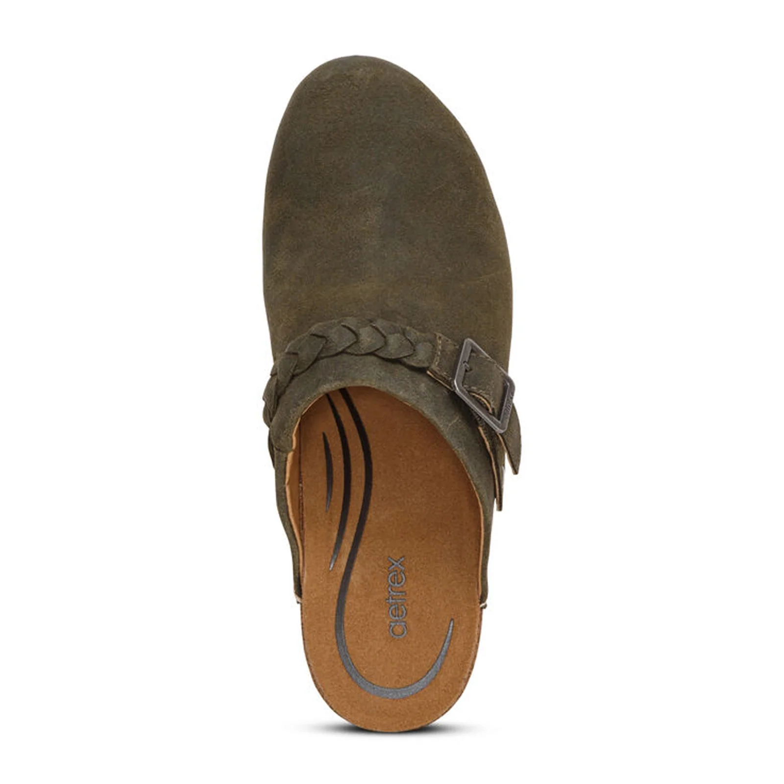 Aetrex Corey Heeled Clog (Women) - Olive Leather - Image 5