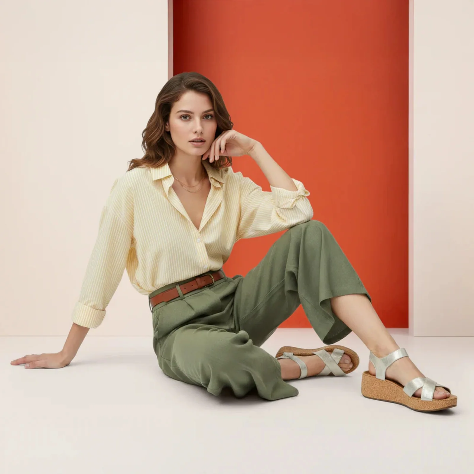 Aetrex Flora Wedge Sandal (Women) - Champagne - Image 7