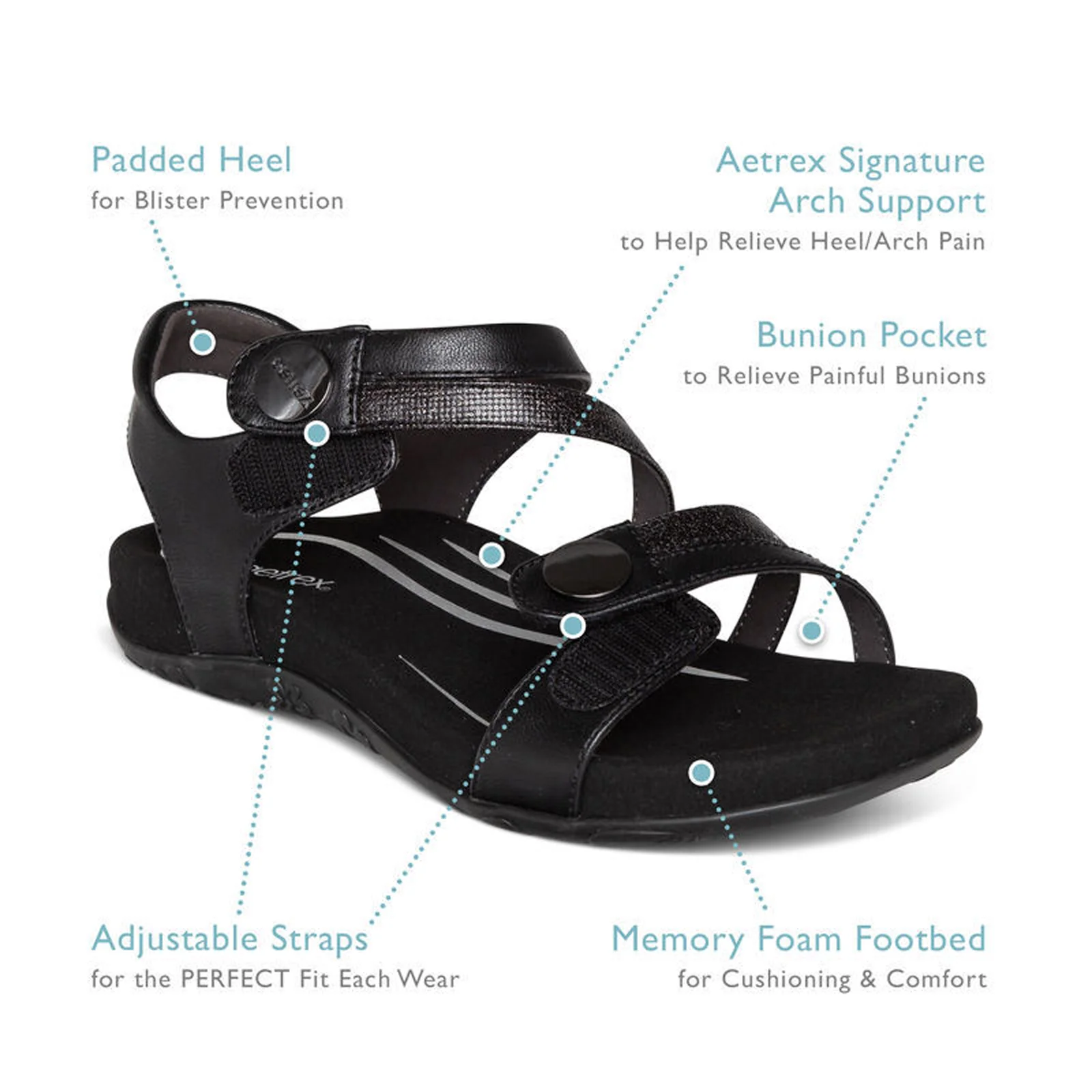 Aetrex Jess Backstrap Sandal (Women) - Black - Image 7