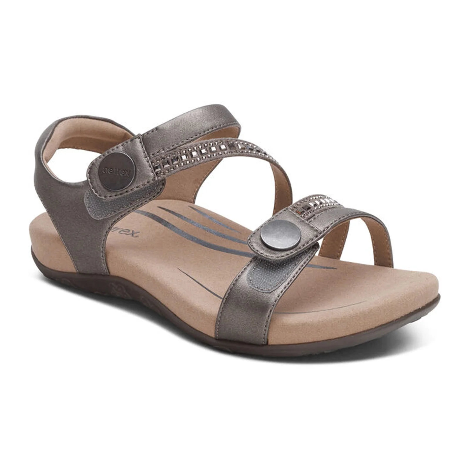 Aetrex Jess Jeweled Backstrap Sandal (Women) - Pewter Sparkle - Image 7