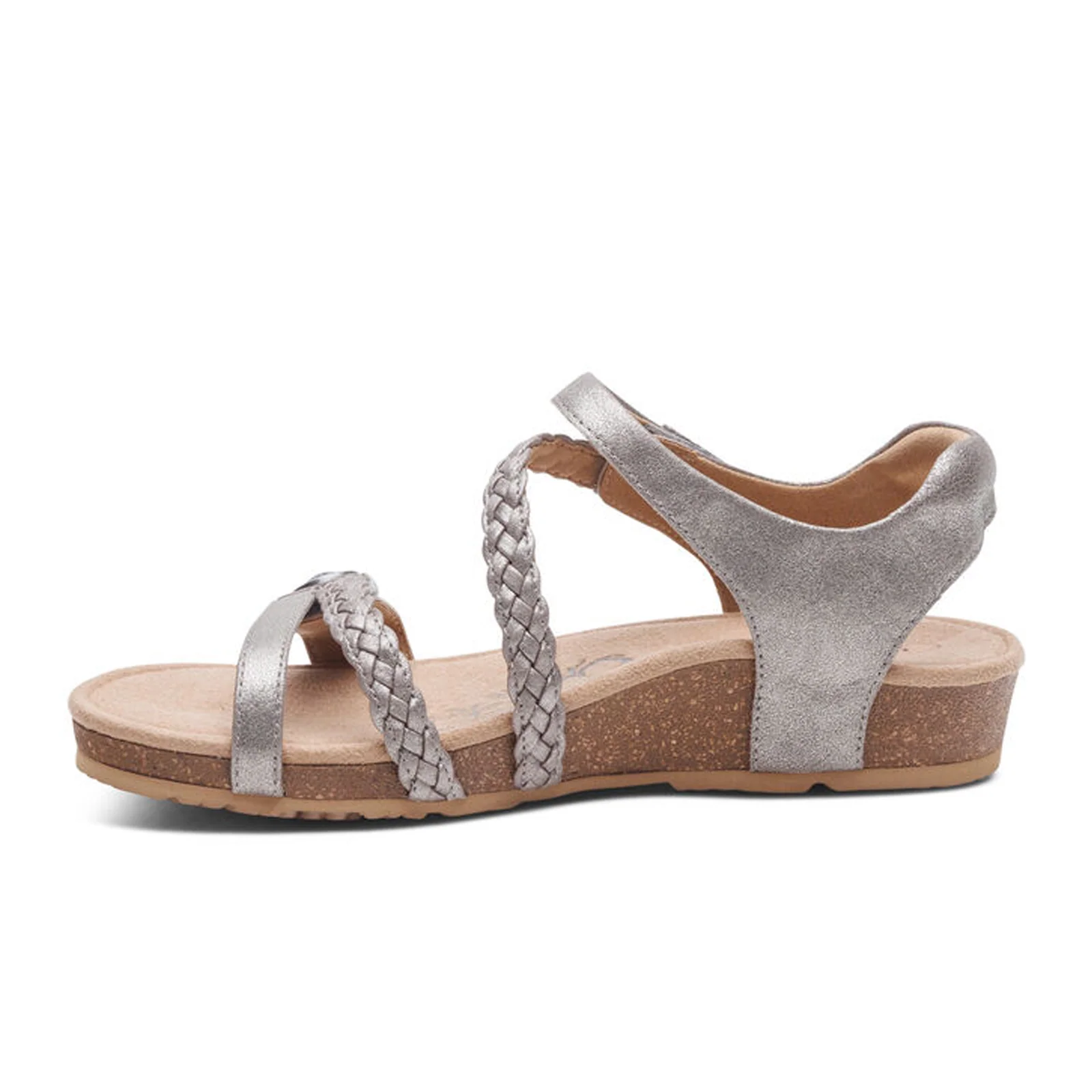 Aetrex Jillian Braided Backstrap Sandal (Women) - Brushed Silver - Image 2