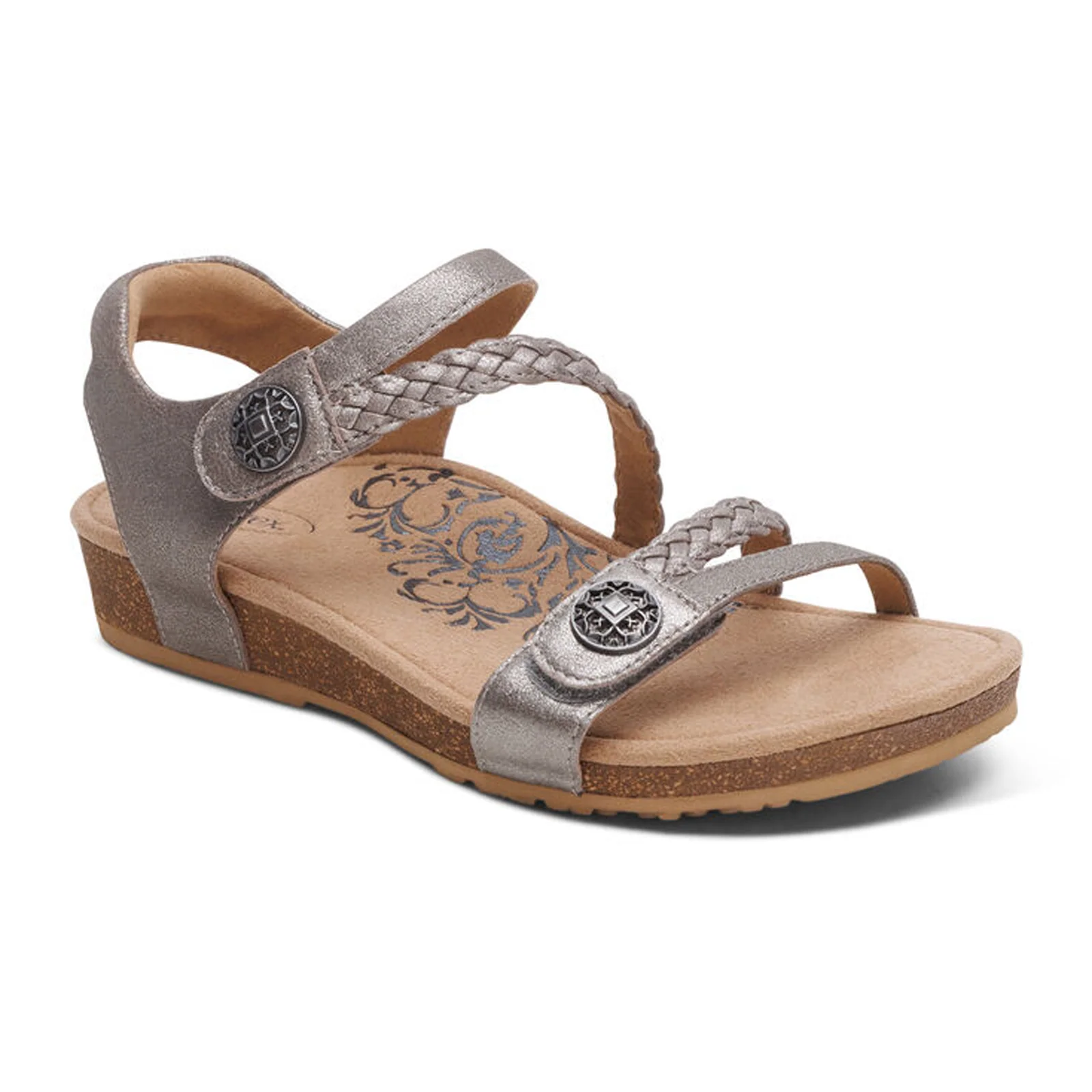 Aetrex Jillian Braided Backstrap Sandal (Women) - Brushed Silver - Image 3