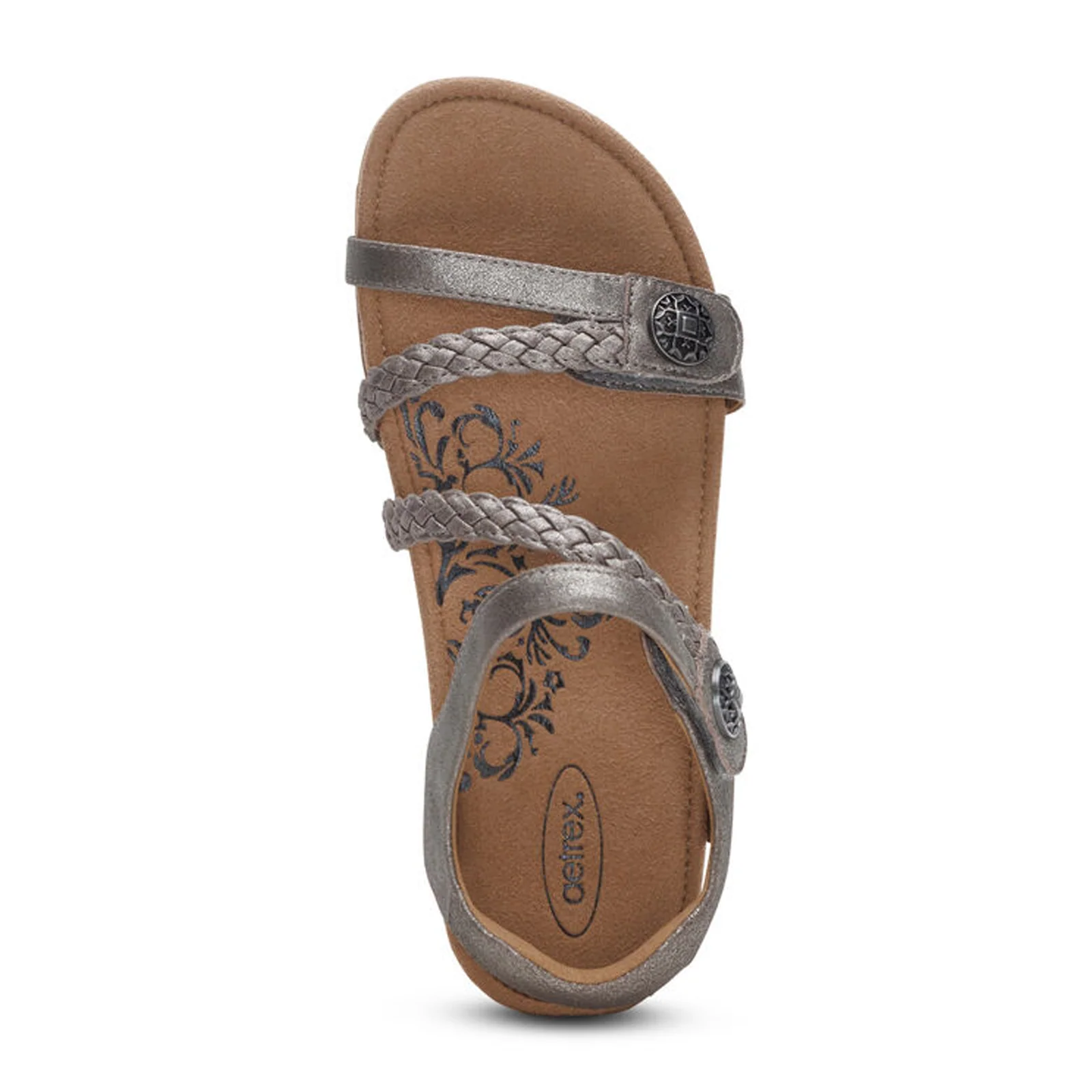 Aetrex Jillian Braided Backstrap Sandal (Women) - Brushed Silver - Image 5