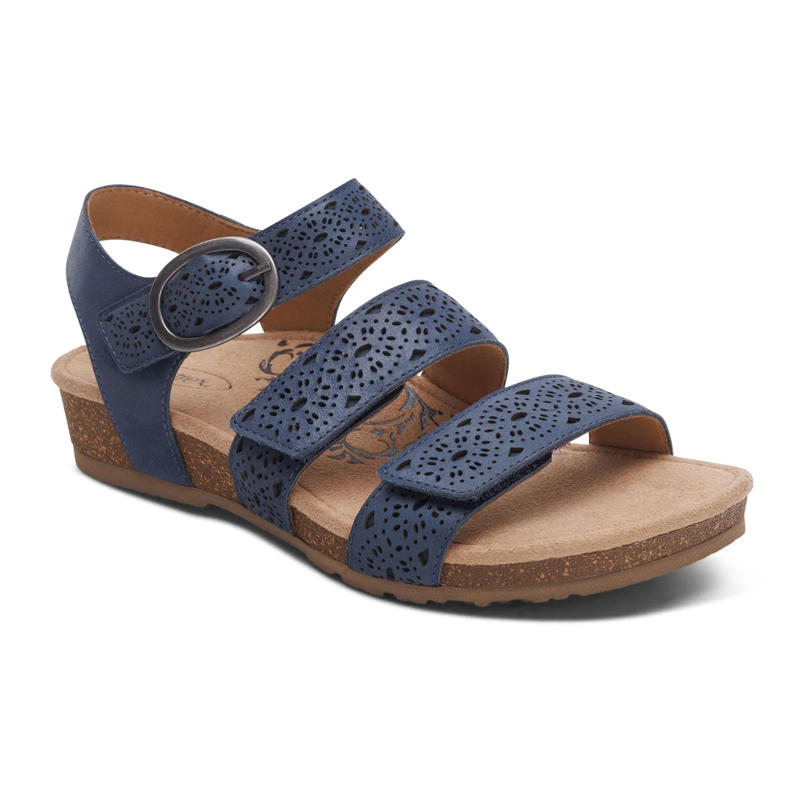 Aetrex Lilly Backstrap Sandal (Women) - Navy Cutout - Image 3