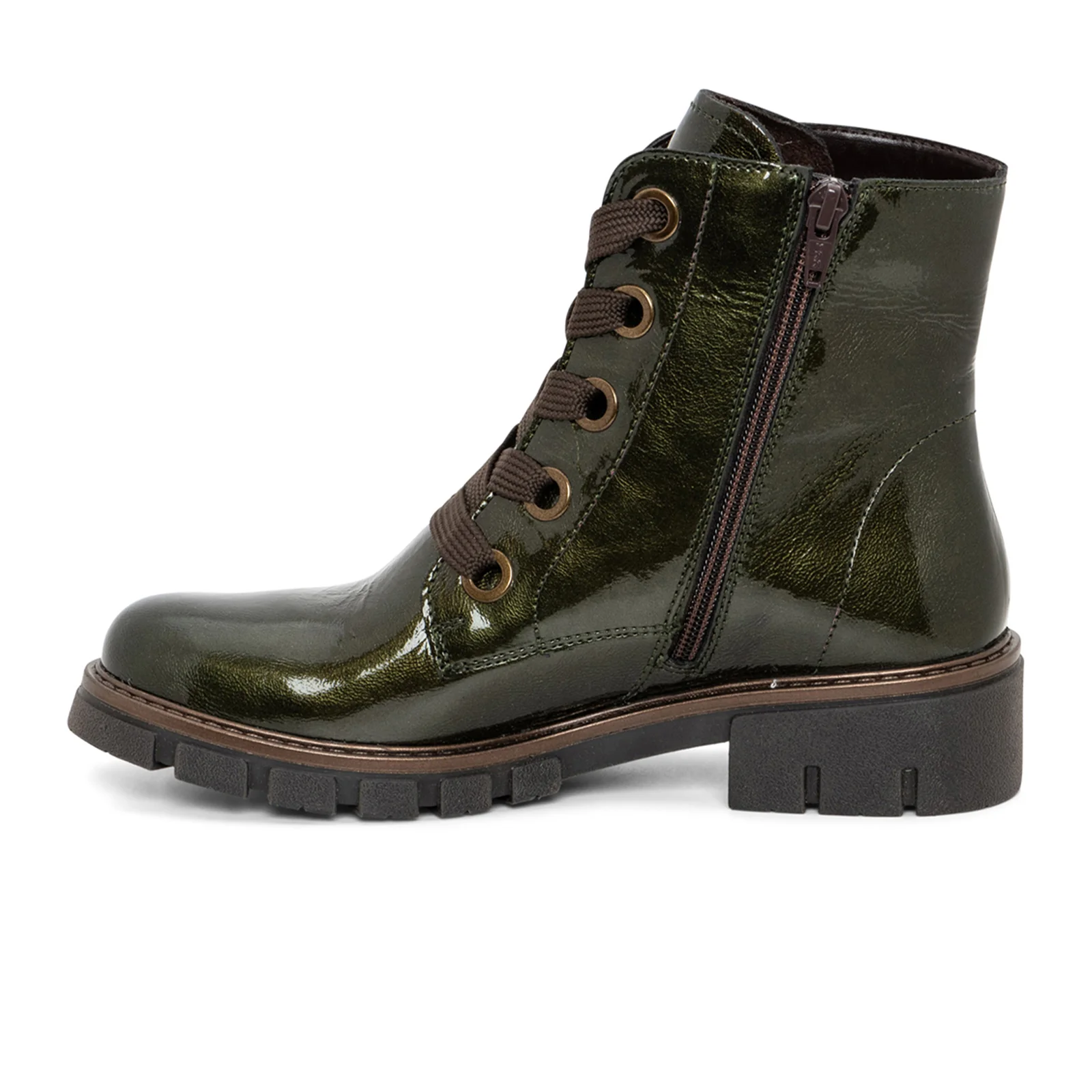 Ara Debbie Combat Boot (Women) - Forest Metallic Patent - Image 2