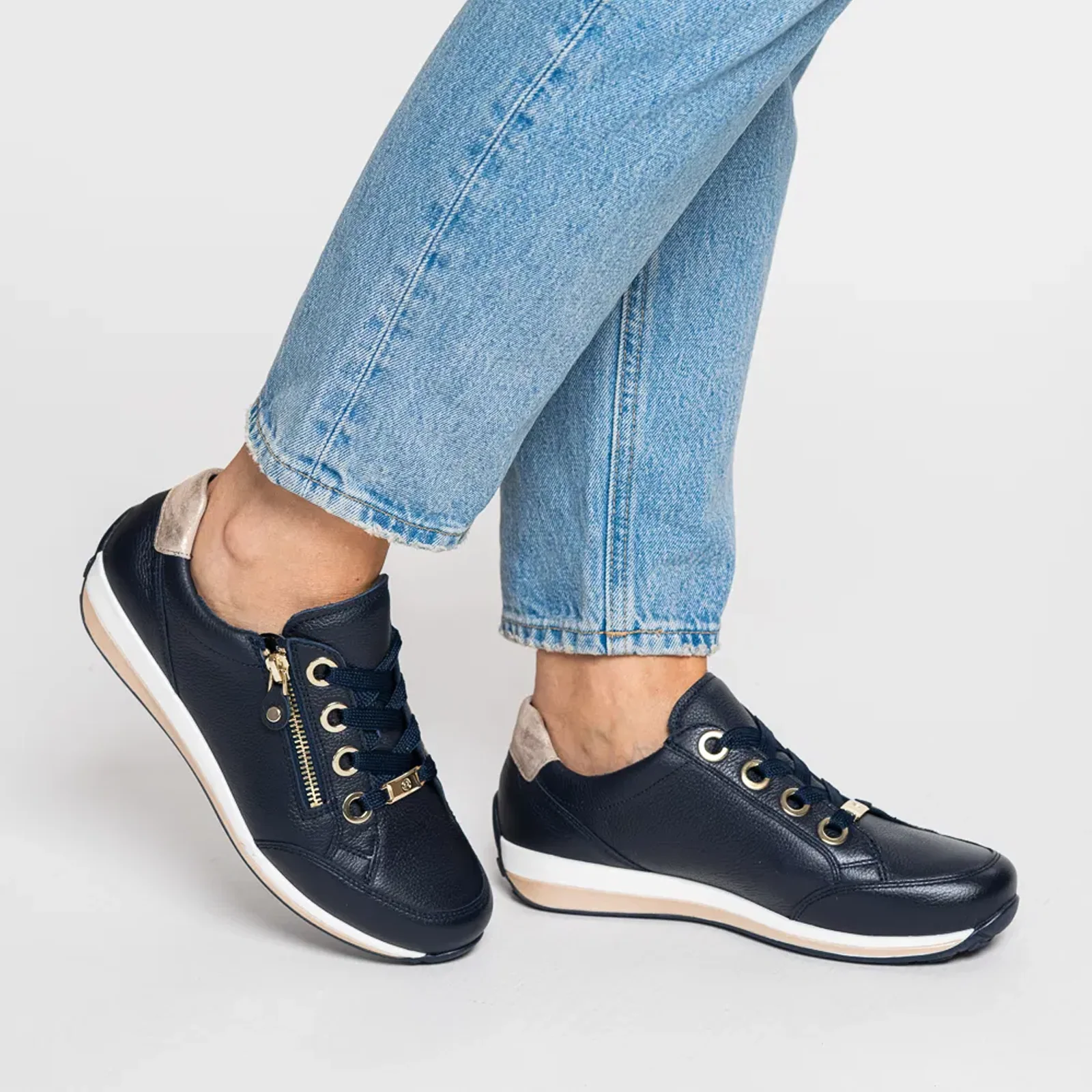 Ara Ollie Sneaker (Women) - Navy Calf Leather - Image 9