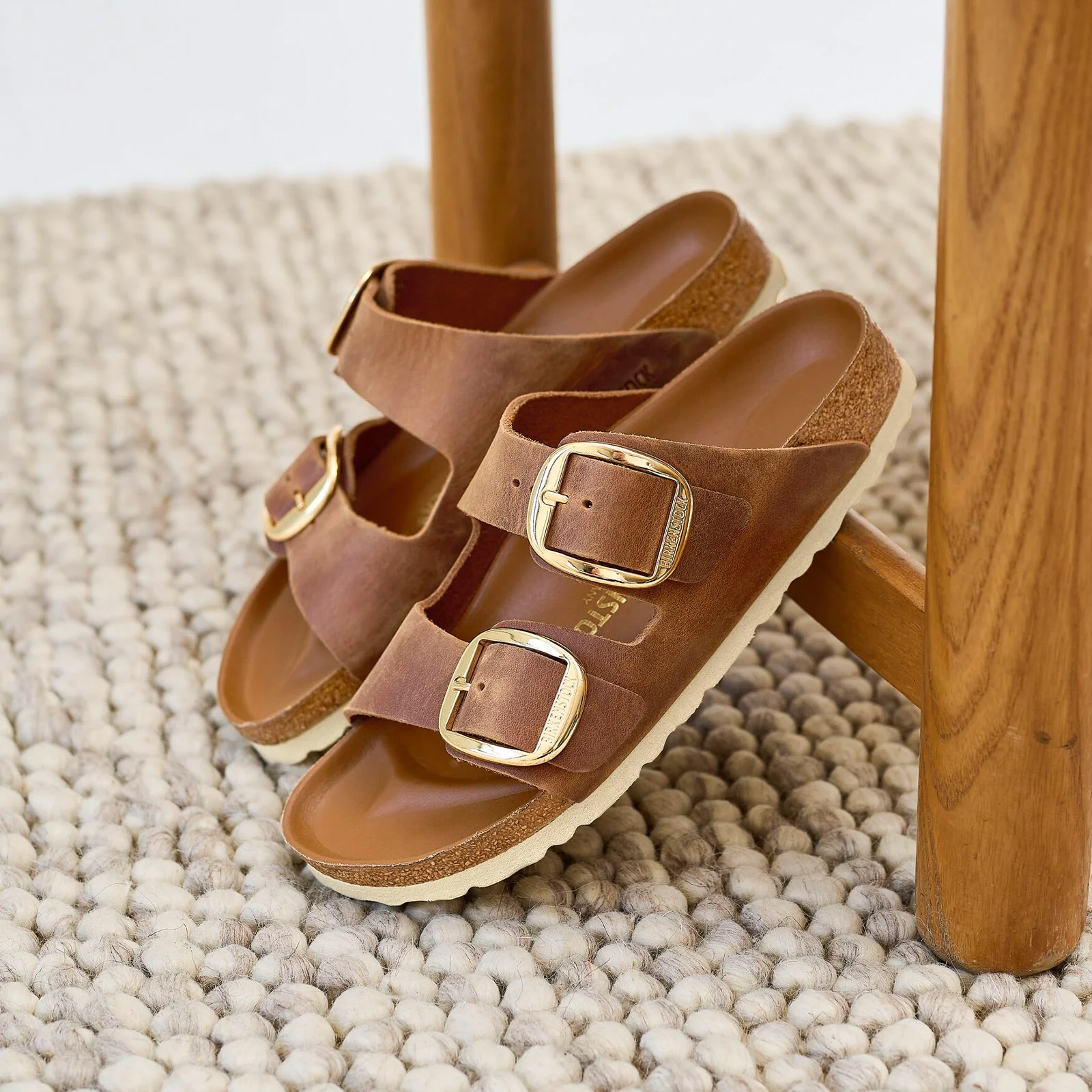 Birkenstock Arizona Big Buckle Narrow Slide Sandal (Women) - Cognac Oiled Leather - Image 6
