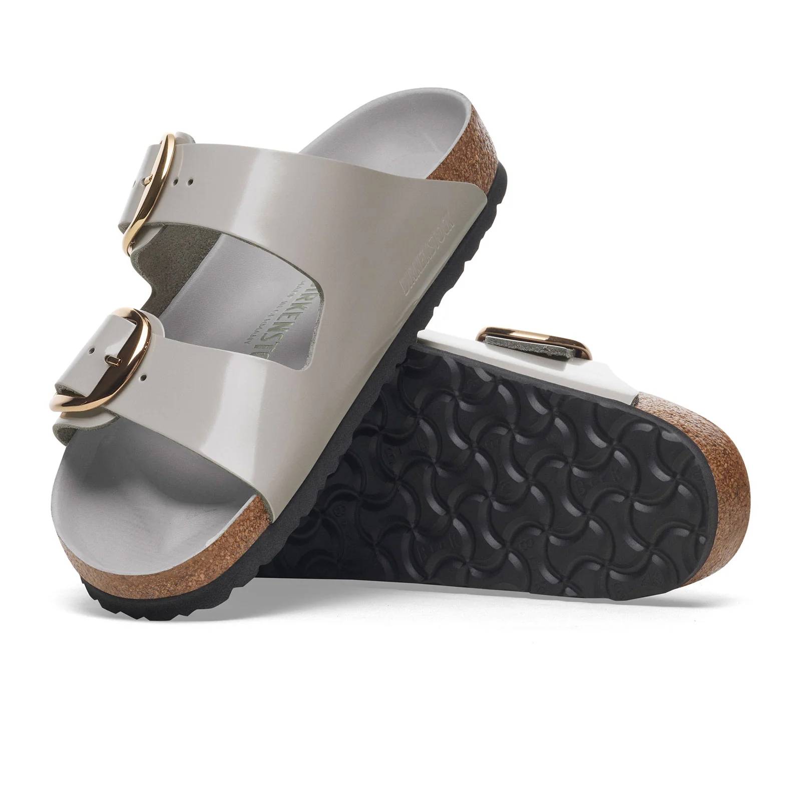 Birkenstock Arizona Big Buckle Narrow Slide Sandal (Women) - High Shine Stone Coin Leather - Image 2