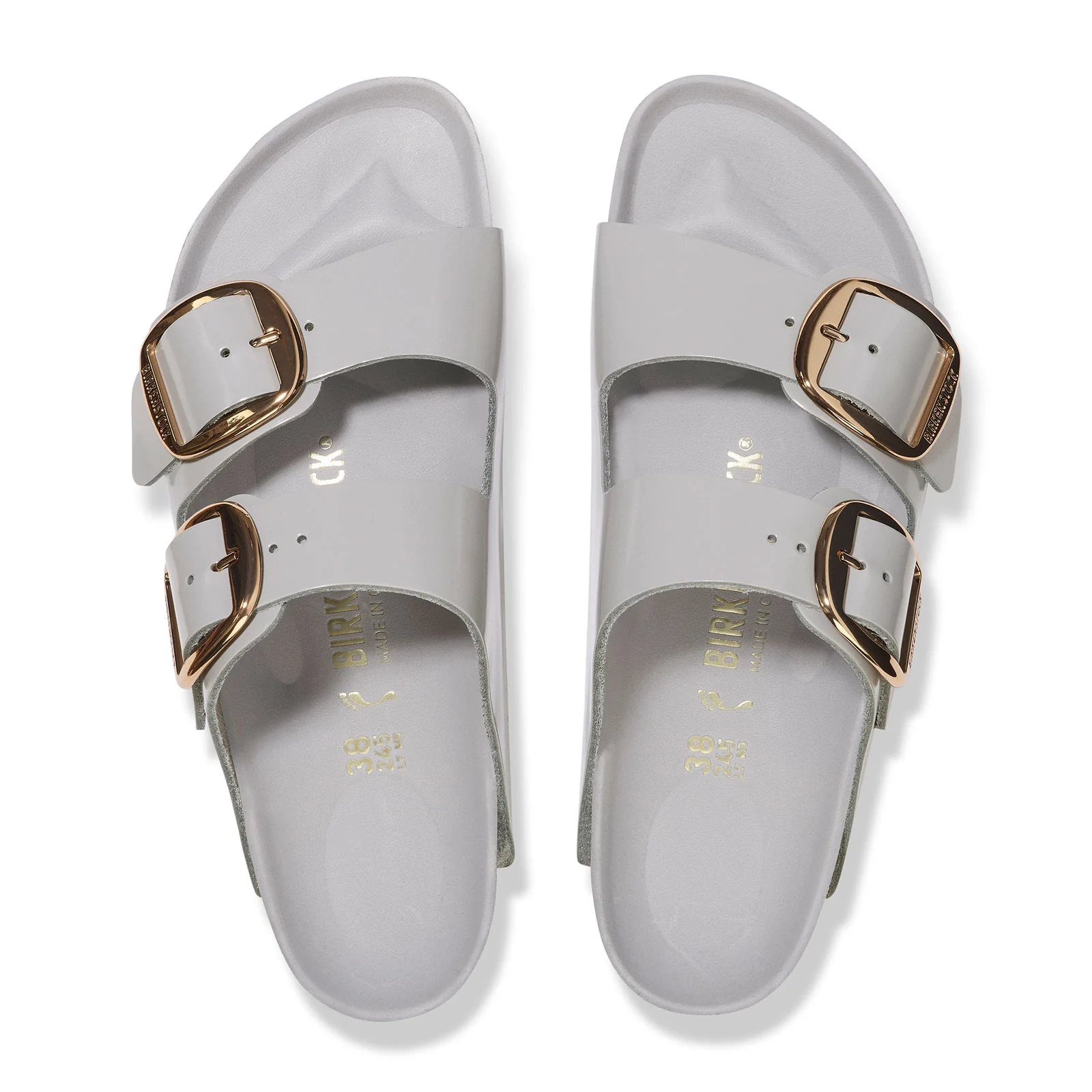 Birkenstock Arizona Big Buckle Narrow Slide Sandal (Women) - High Shine Stone Coin Leather - Image 3