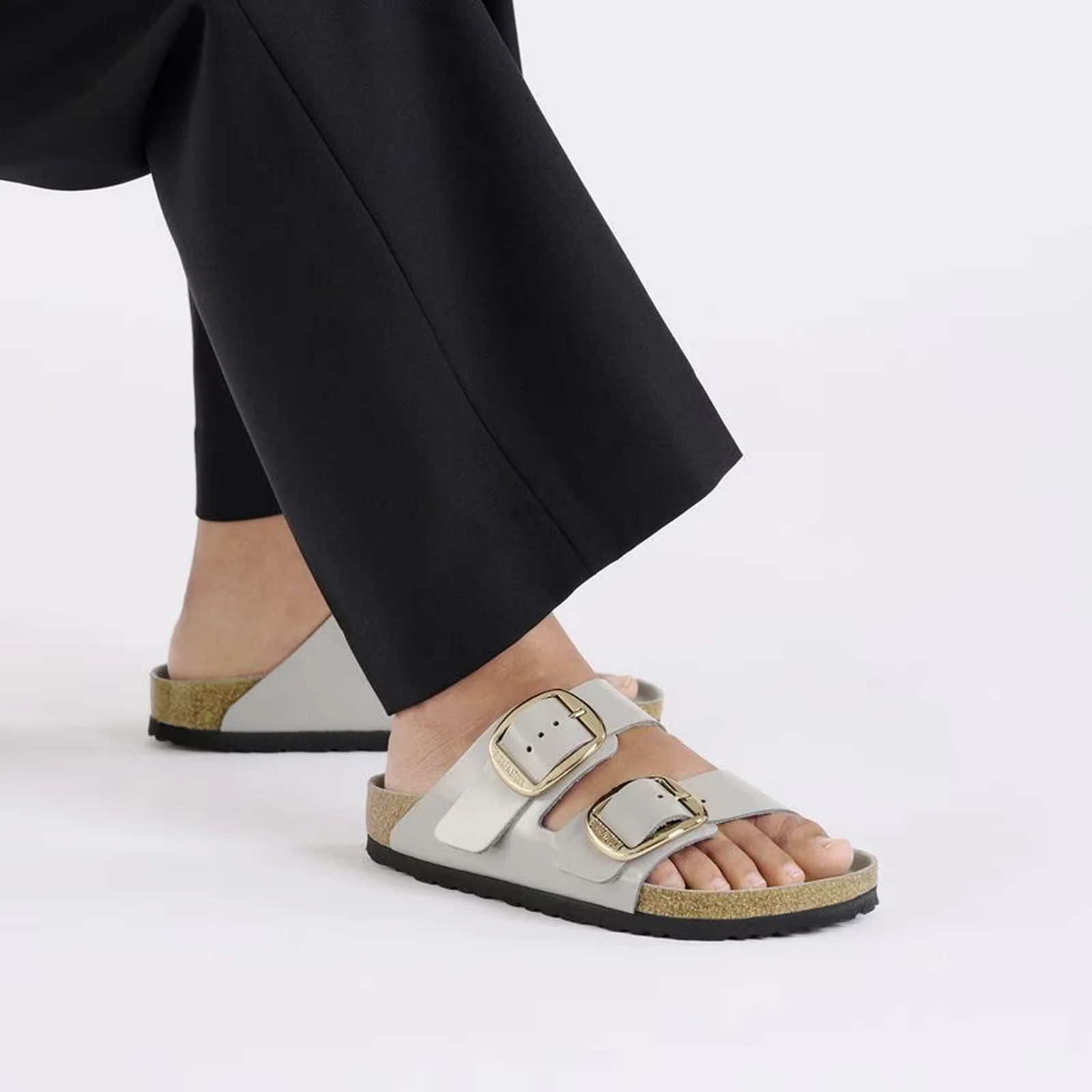 Birkenstock Arizona Big Buckle Narrow Slide Sandal (Women) - High Shine Stone Coin Leather - Image 7