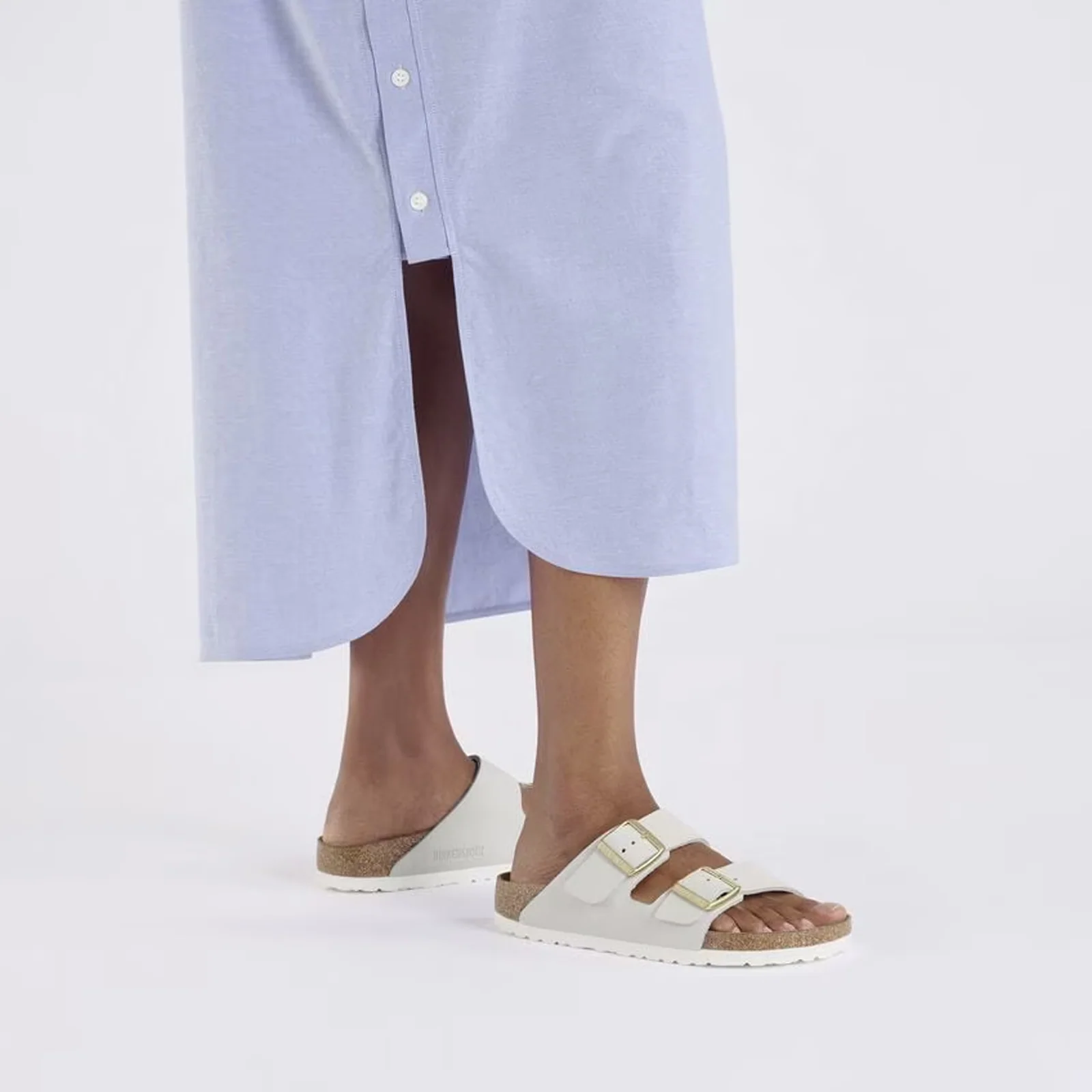 Birkenstock Arizona Narrow Slide Sandal (Women) - Antique White Nubuck - Image 6