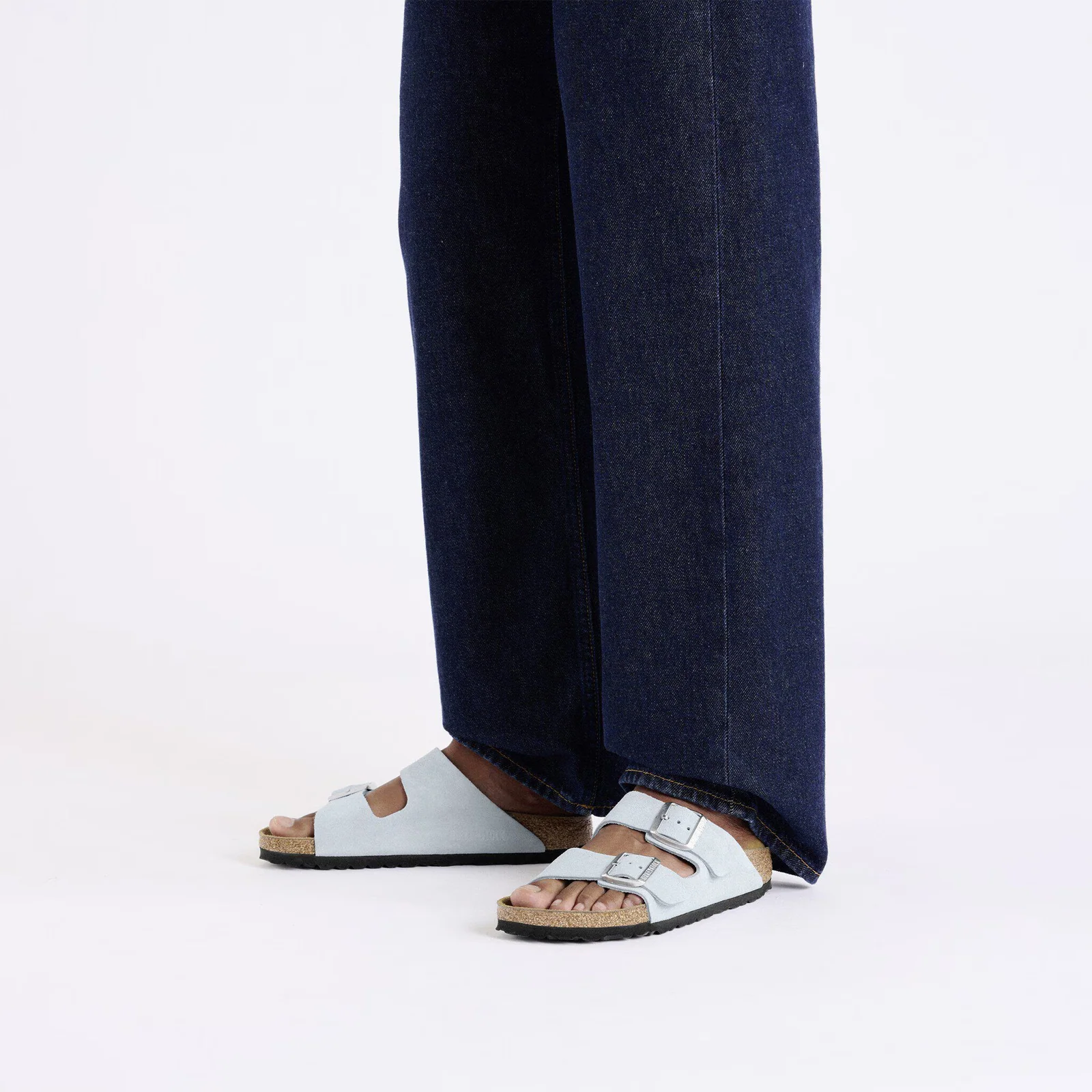 Birkenstock Arizona Narrow Slide Sandal (Women) - Baby Blue Suede - Image 6