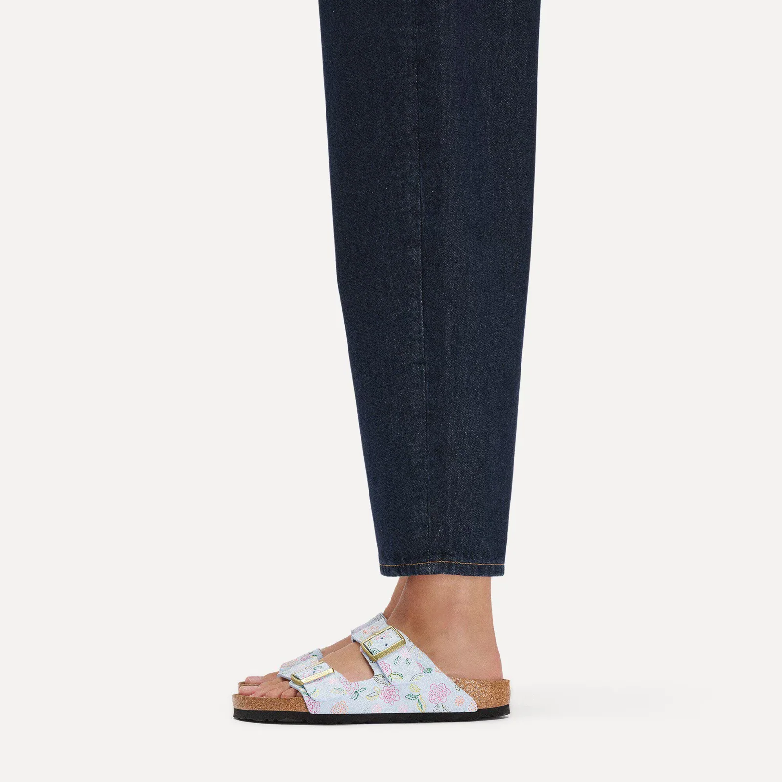 Birkenstock Arizona Narrow Slide Sandal (Women) - Flowers Baby Blue Suede - Image 6