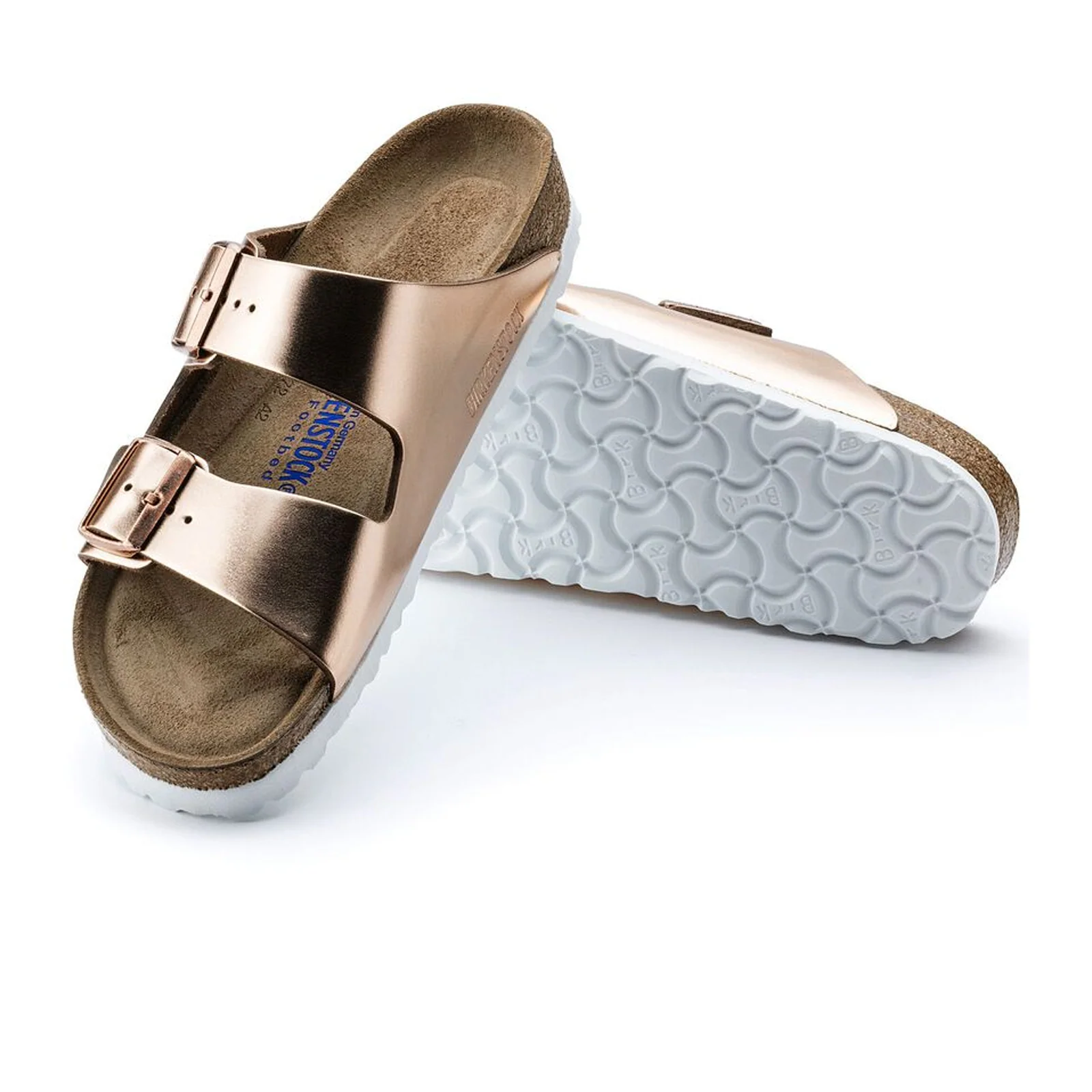 Birkenstock Arizona Soft Footbed Narrow Slide Sandal (Women) - Metallic Copper Leather - Image 3