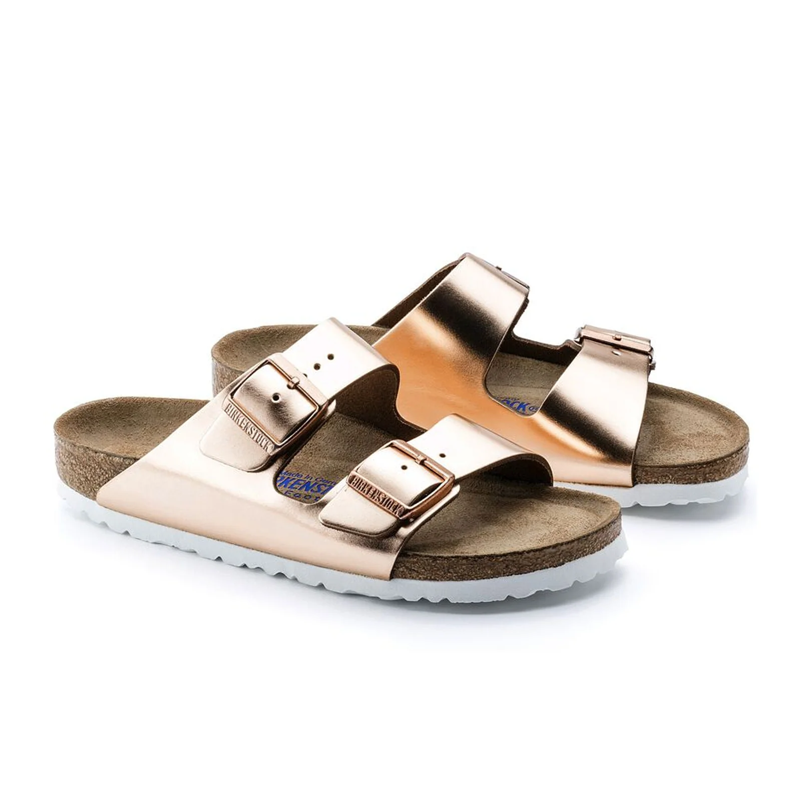 Birkenstock Arizona Soft Footbed Narrow Slide Sandal (Women) - Metallic Copper Leather - Image 4