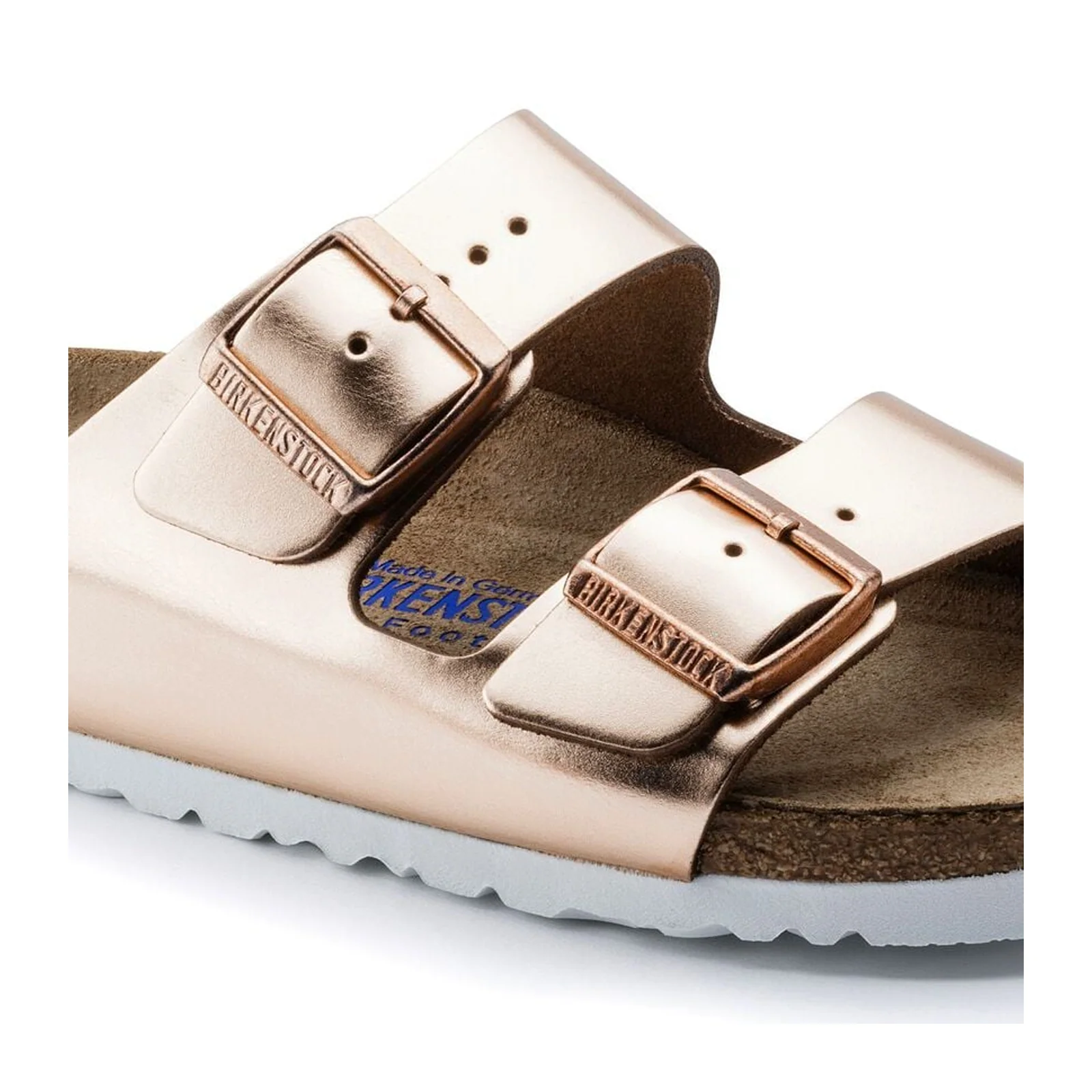 Birkenstock Arizona Soft Footbed Narrow Slide Sandal (Women) - Metallic Copper Leather - Image 5