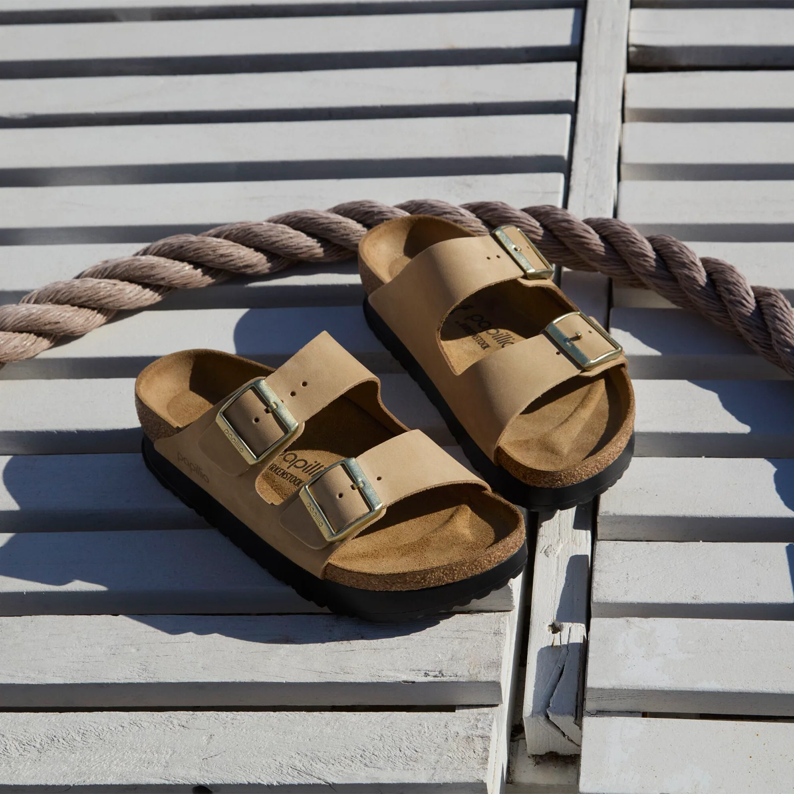 Birkenstock Arizona Platform Narrow Slide Sandal (Women) - Sandcastle Nubuck - Image 8