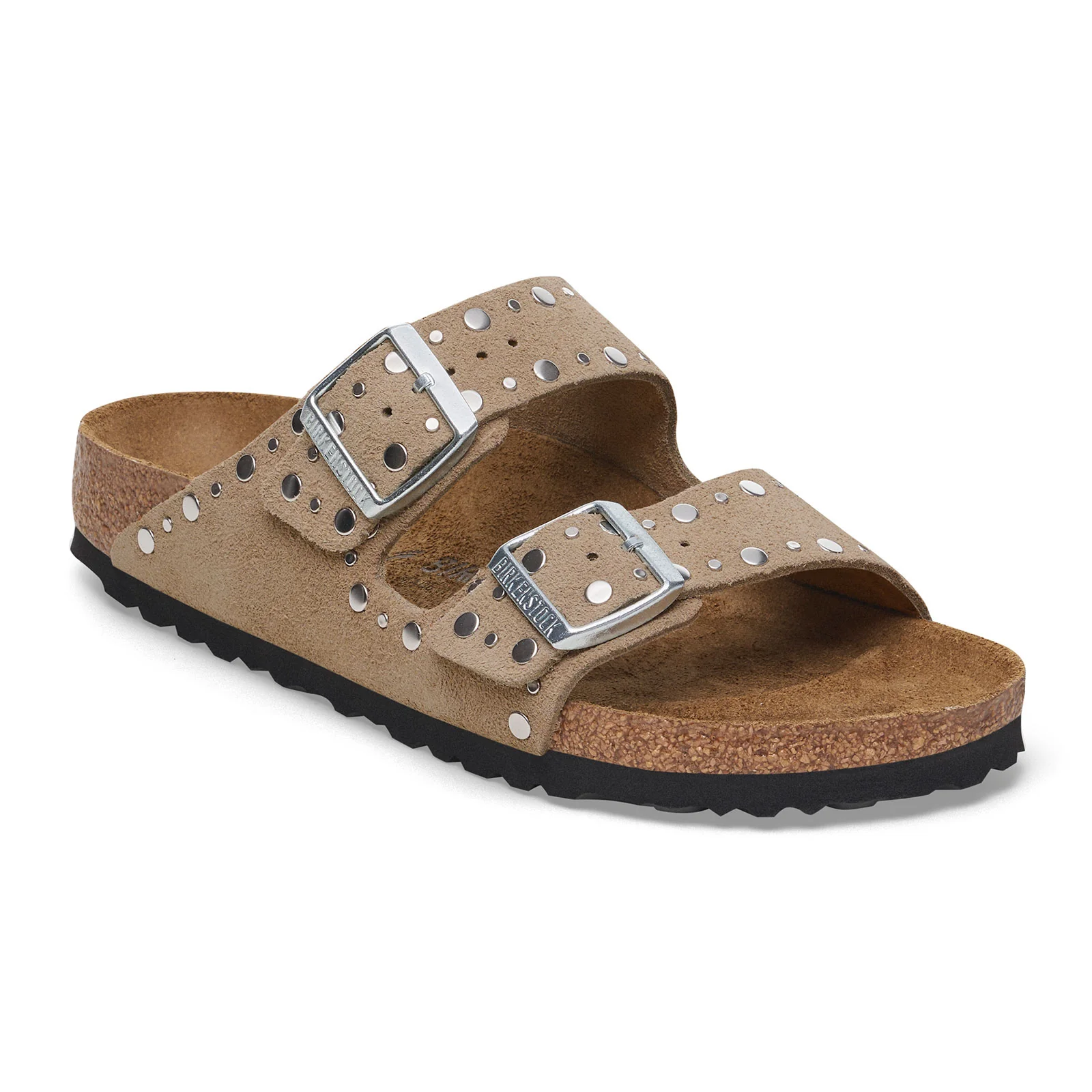 Birkenstock Arizona Rivets Narrow Slide Sandal (Women) - Taupe Suede