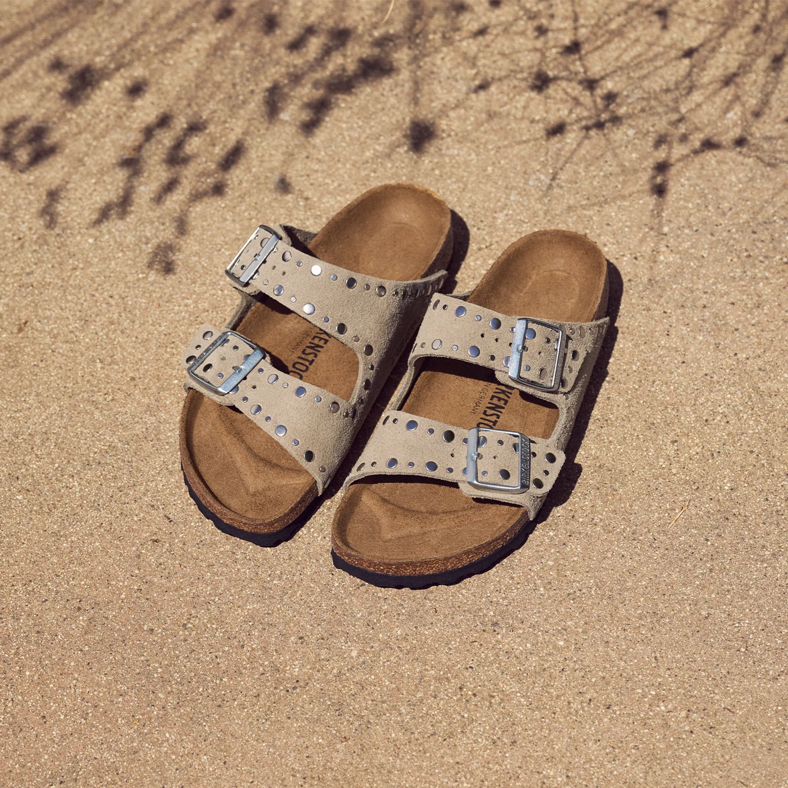 Birkenstock Arizona Rivets Narrow Slide Sandal (Women) - Taupe Suede - Image 10