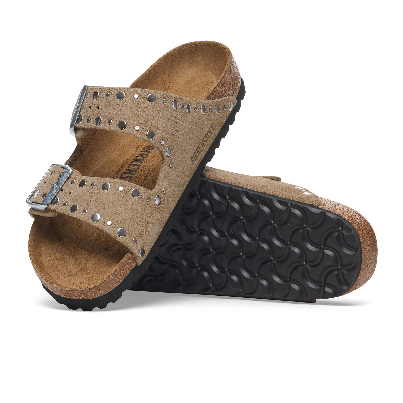 Birkenstock Arizona Rivets Narrow Slide Sandal (Women) - Taupe Suede - Image 3