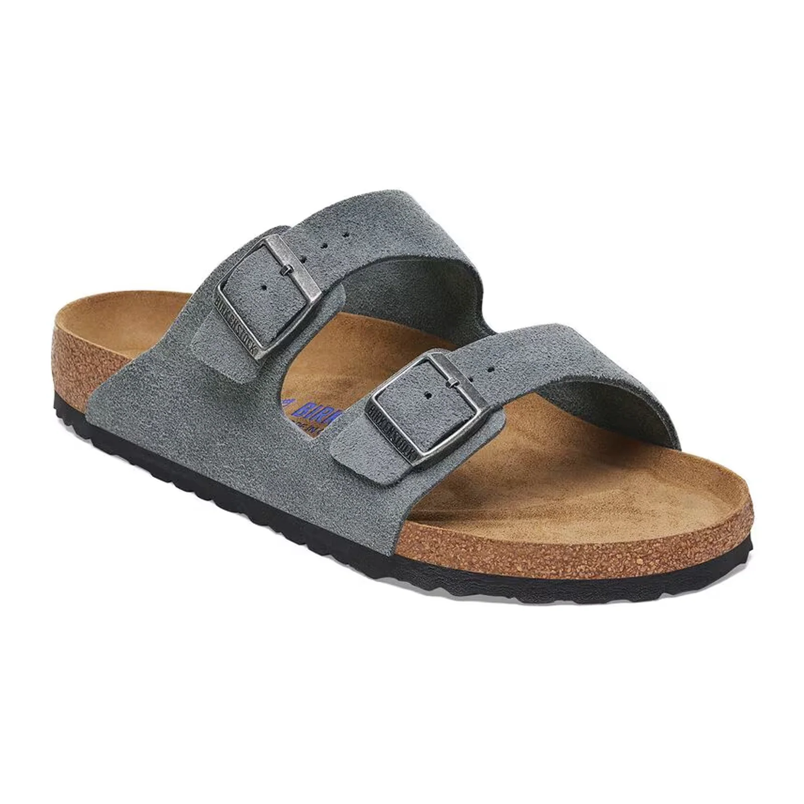 Birkenstock Arizona Soft Footbed Slide Sandal (Men) - Basalt Gray Suede