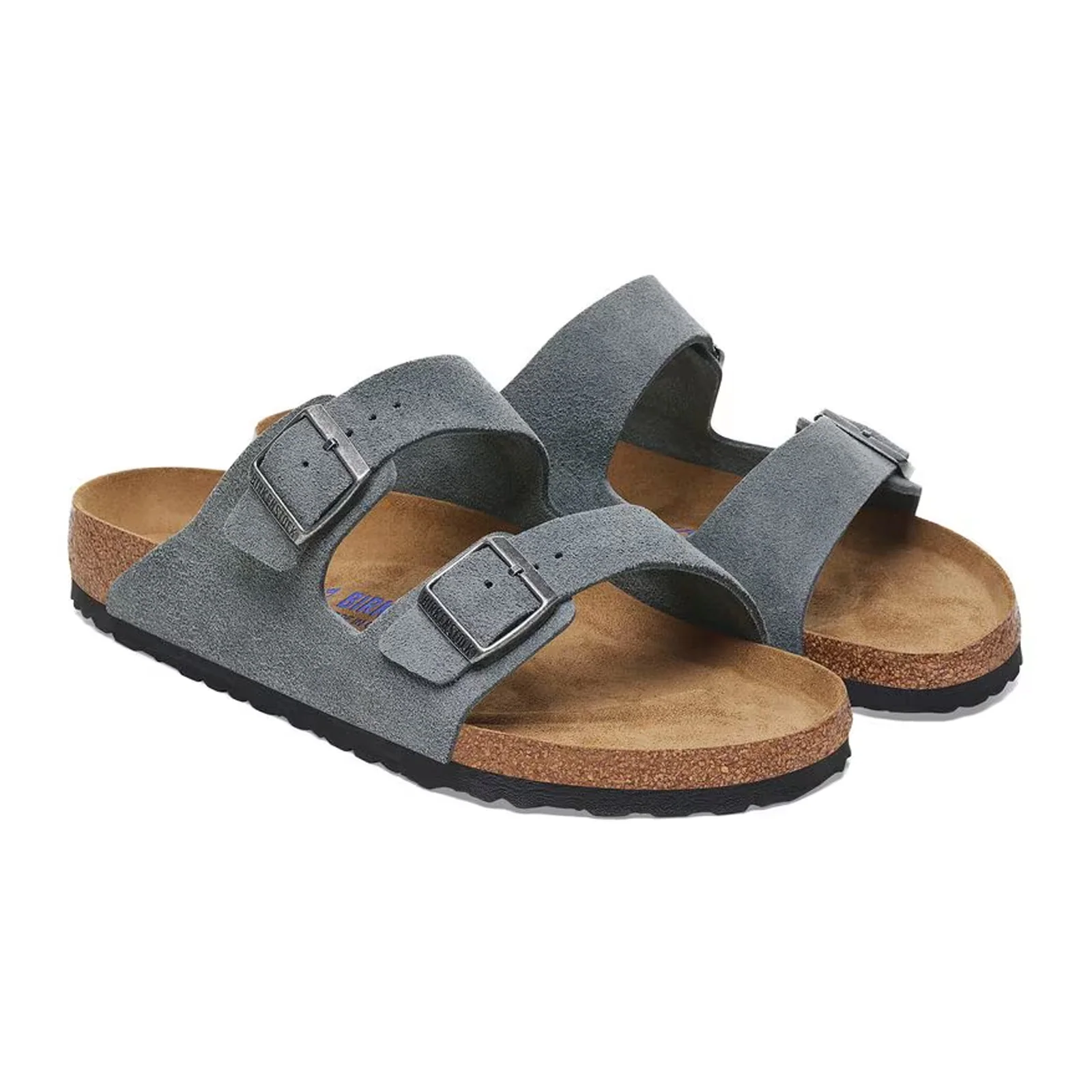 Birkenstock Arizona Soft Footbed Slide Sandal (Men) - Basalt Gray Suede - Image 4