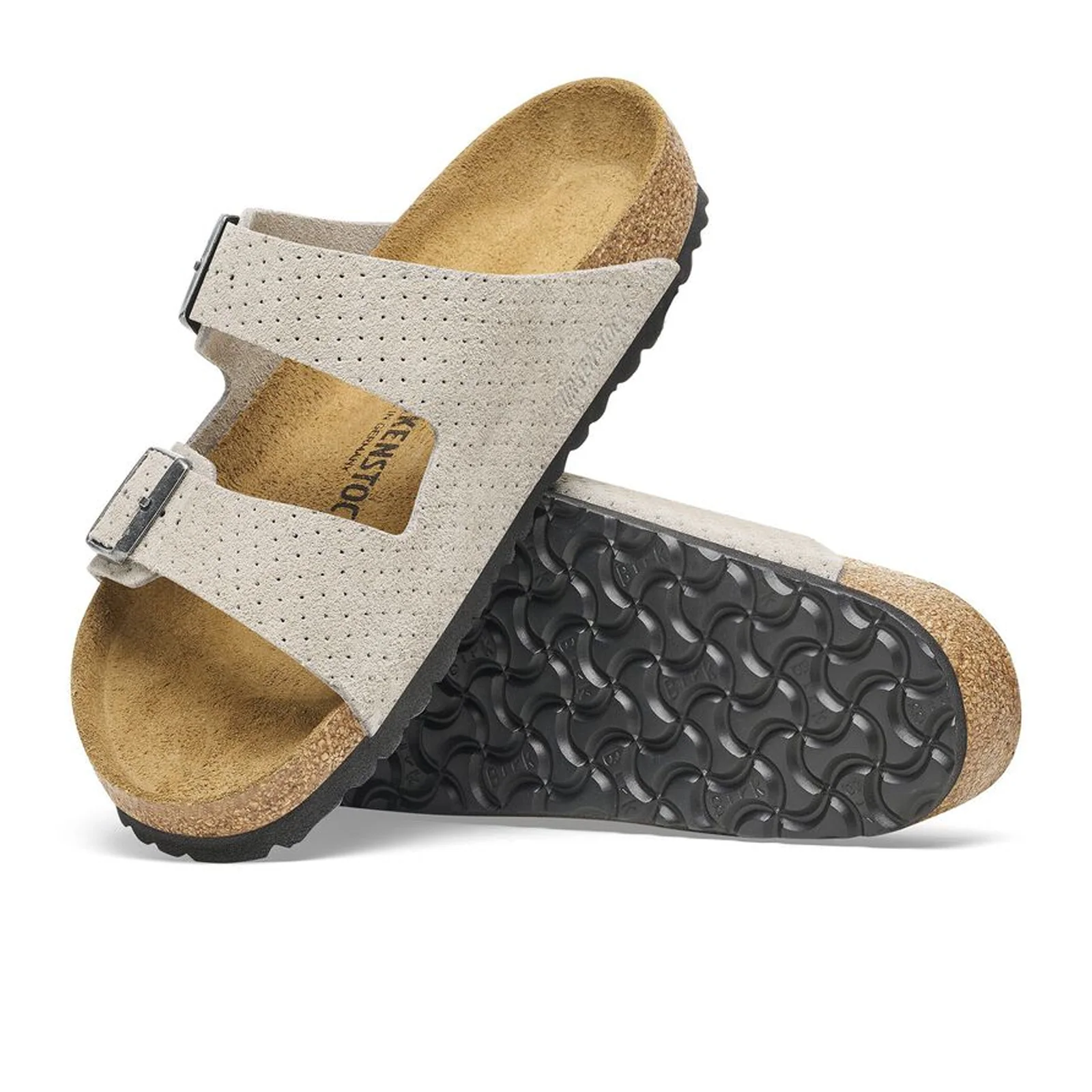 Birkenstock Arizona Slide Sandal (Men) - Dotted Stone Coin Suede - Image 3