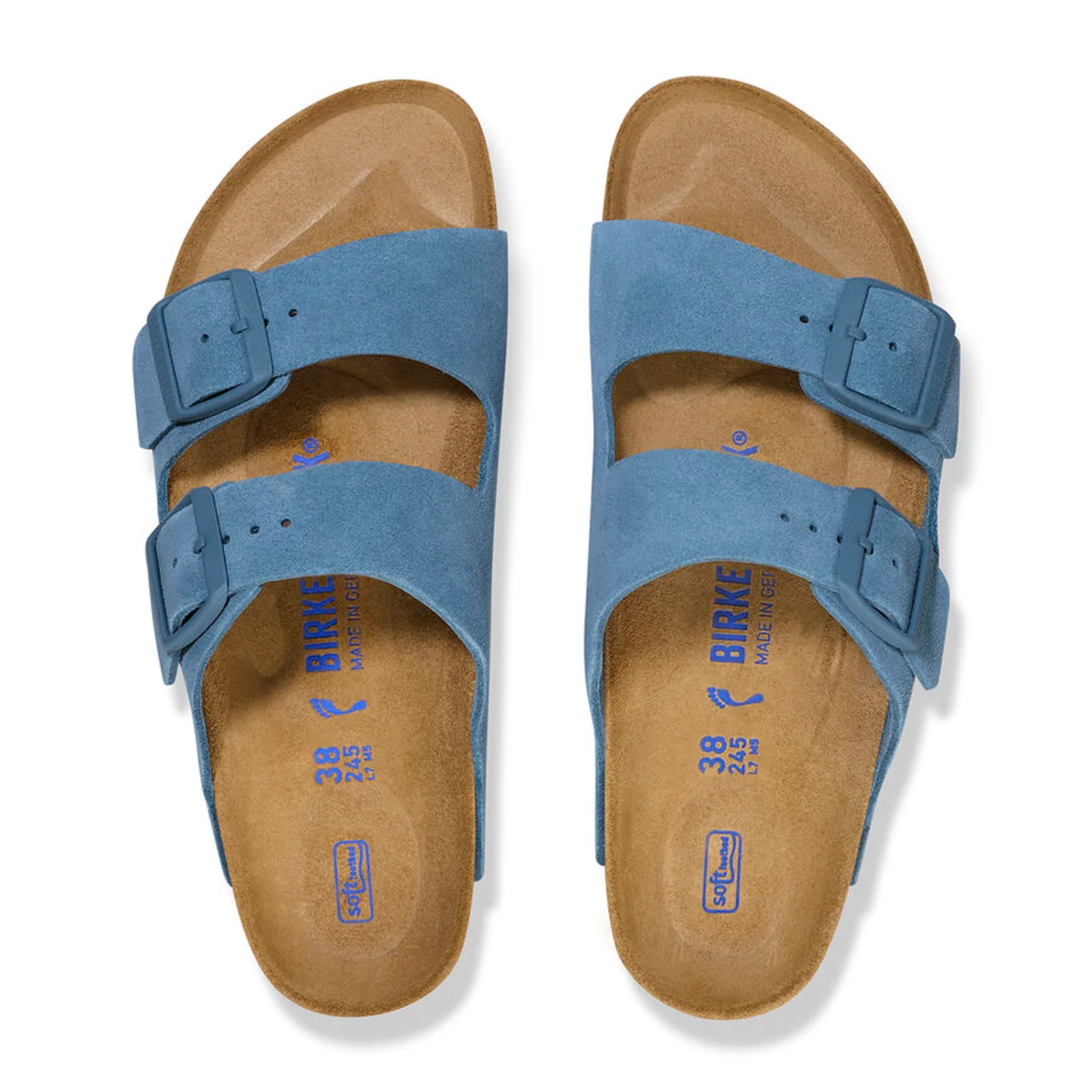 Birkenstock Arizona Soft Footbed Slide Sandal (Men) - Elemental Blue Suede - Image 2