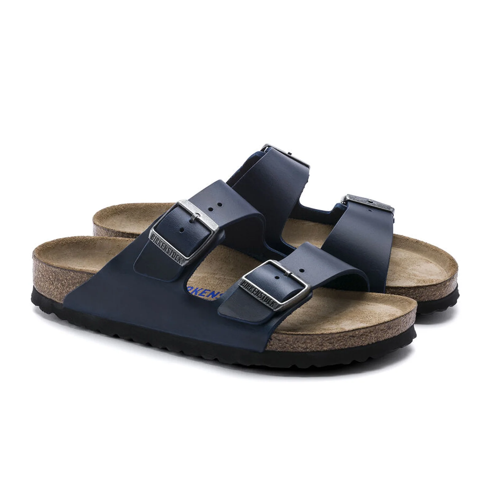 Birkenstock Arizona Soft Footbed Slide Sandal (Unisex) - Blue Oiled Leather - Image 4