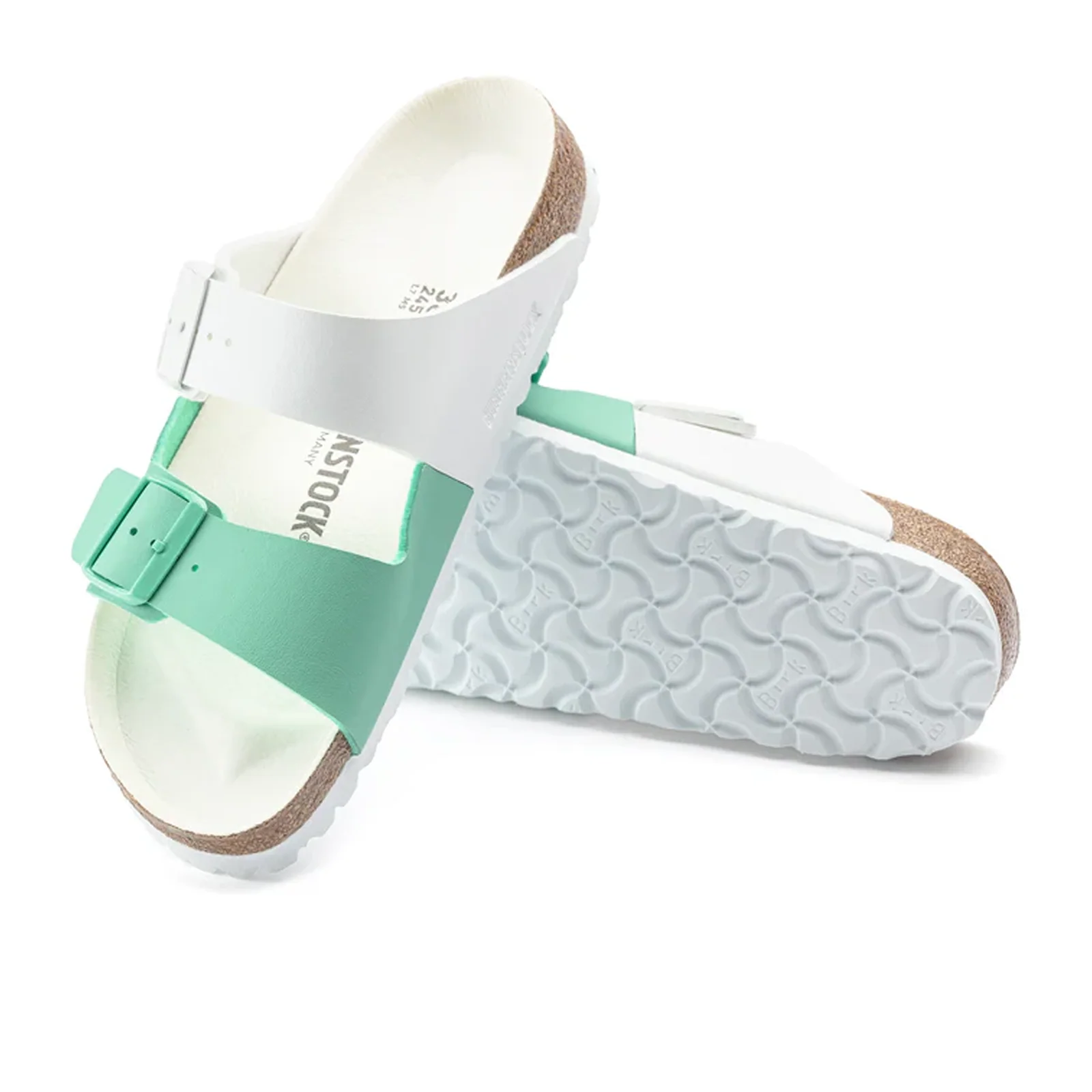 Birkenstock Arizona Split Slide Sandal (Women) - White/Bold Jade Birko-Flor - Image 3