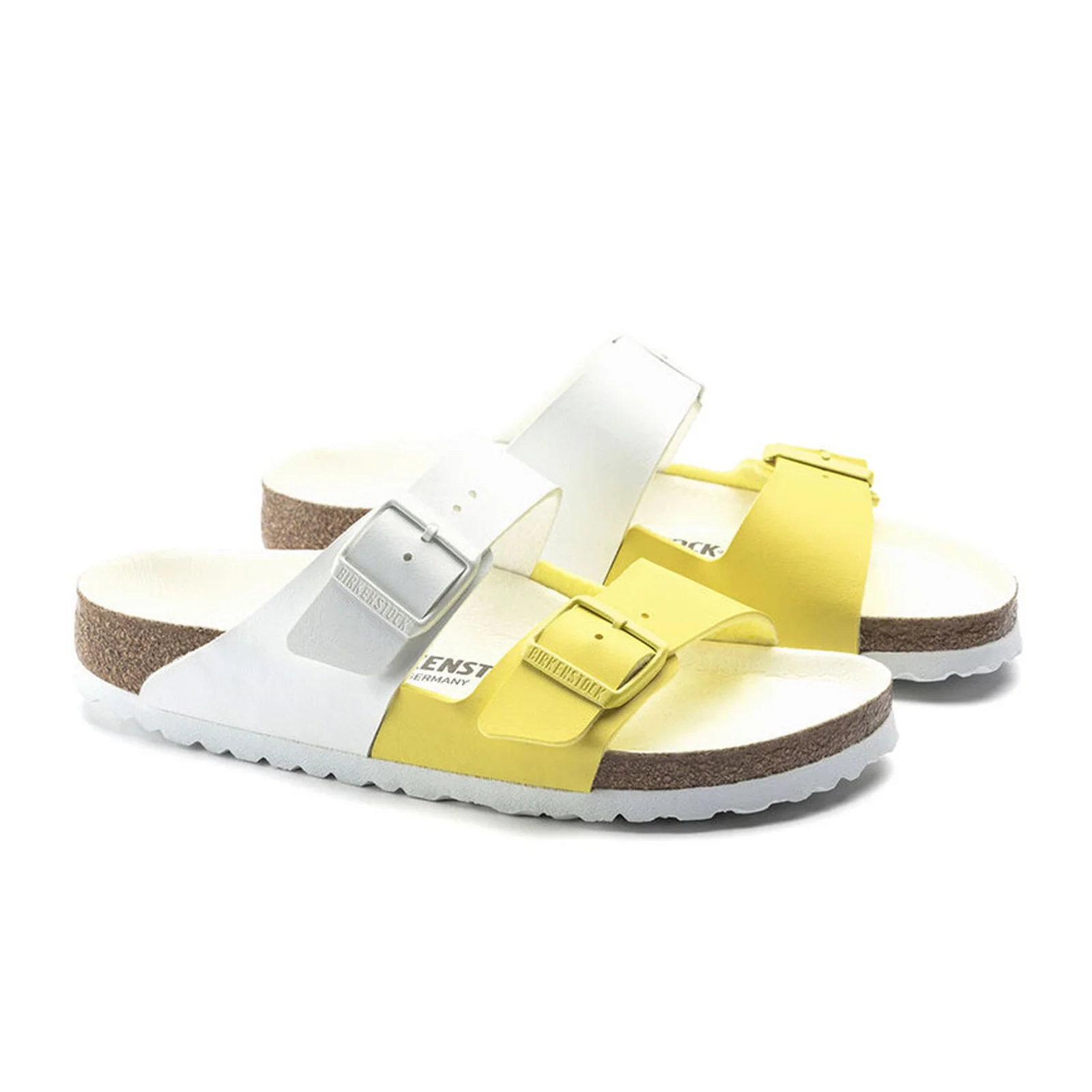 Birkenstock Arizona Split Slide Sandal (Women) - White/Lime Sour Birko-Flor - Image 4