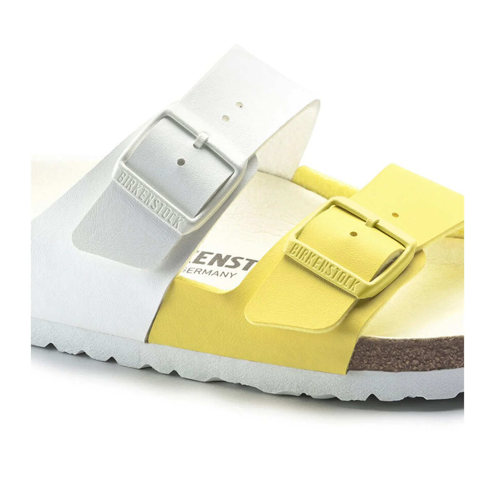 Birkenstock Arizona Split Slide Sandal (Women) - White/Lime Sour Birko-Flor - Image 5