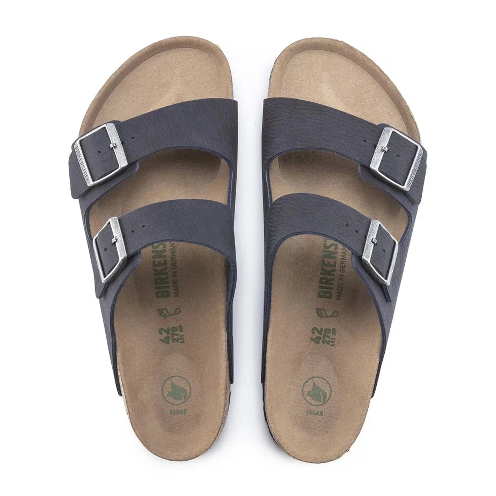 Birkenstock Arizona Vegan Slide Sandal (Men) - Desert Dust Indigo Blue Microfiber - Image 2