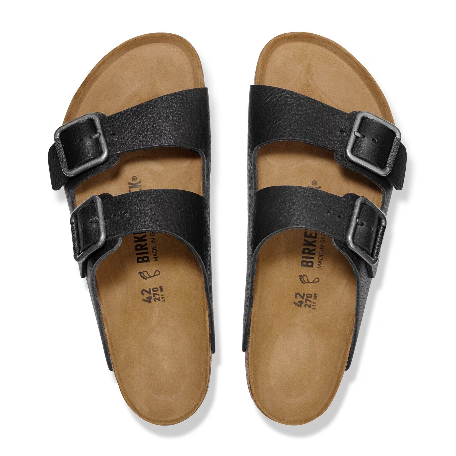 Birkenstock Arizona Wire Buckle Slide Sandal (Men) - Vintage Wood Black Leather - Image 2