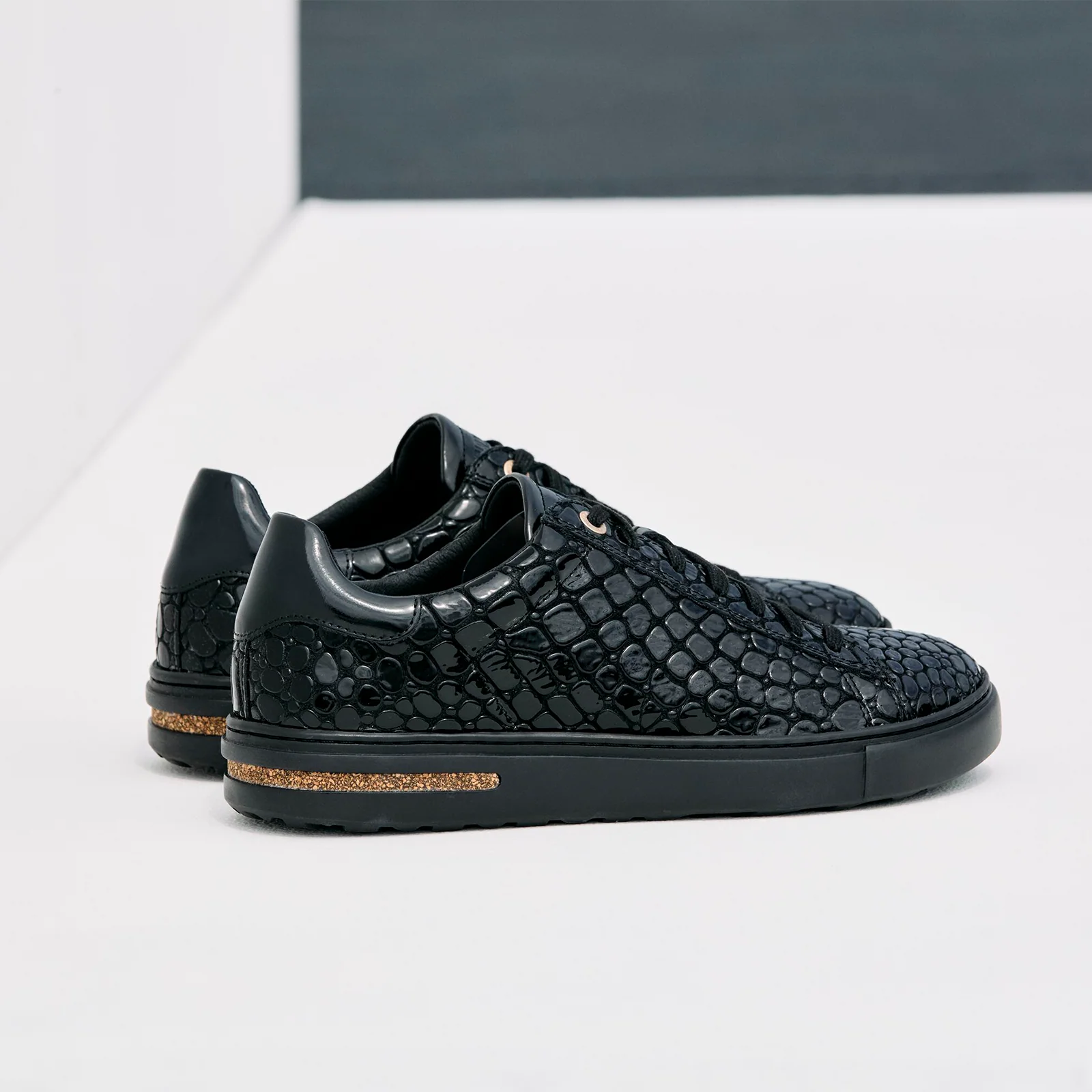 Birkenstock Bend Narrow Sneaker (Women) - Embossed Croc Black Leather - Image 6