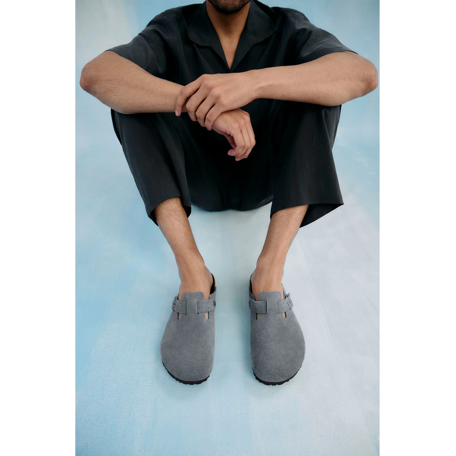 Birkenstock Boston Soft Footbed Clog (Men) - Basalt Gray Suede - Image 4