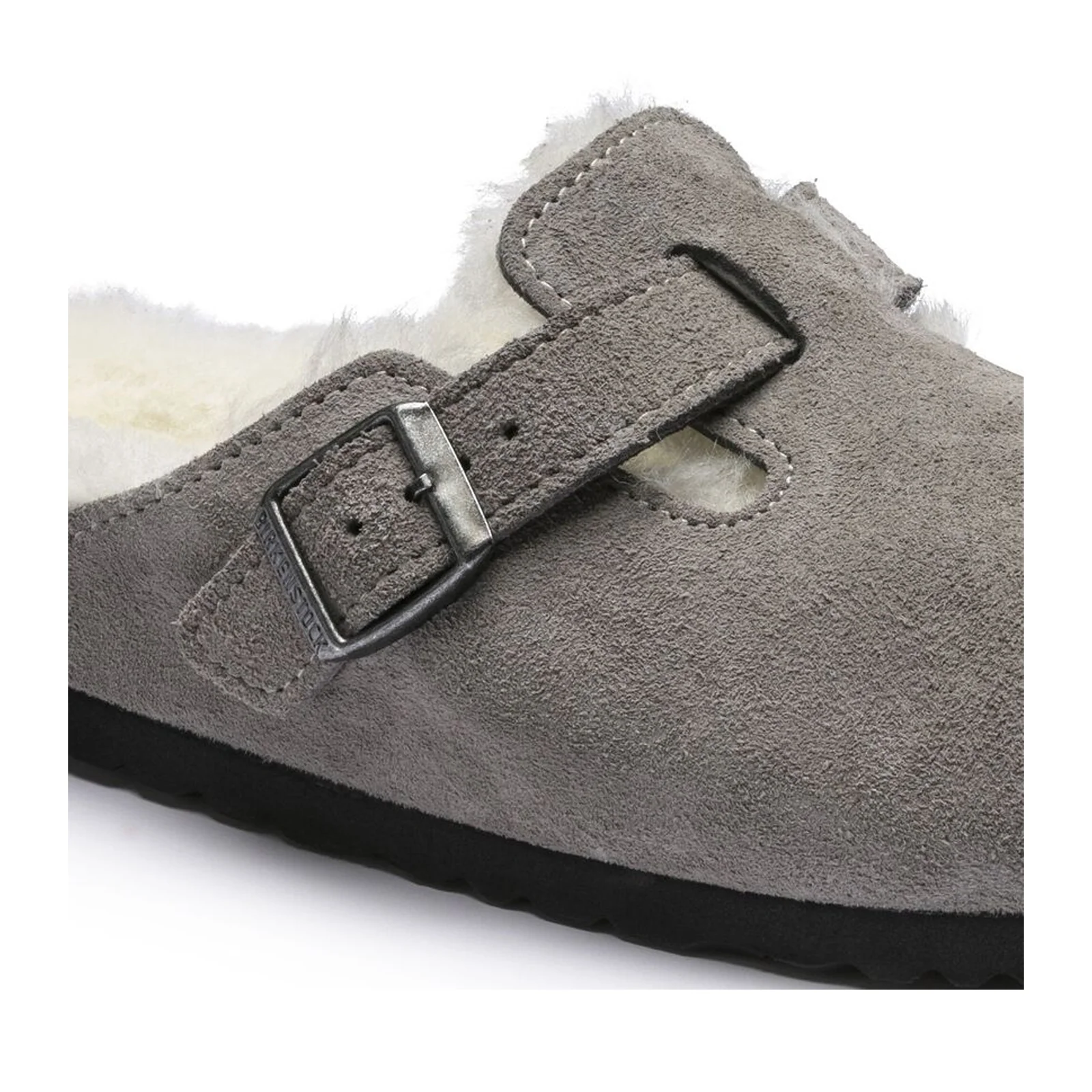 Birkenstock Boston Narrow Clog (Women) - Stone Coin Suede/Natural Shearling - Image 5