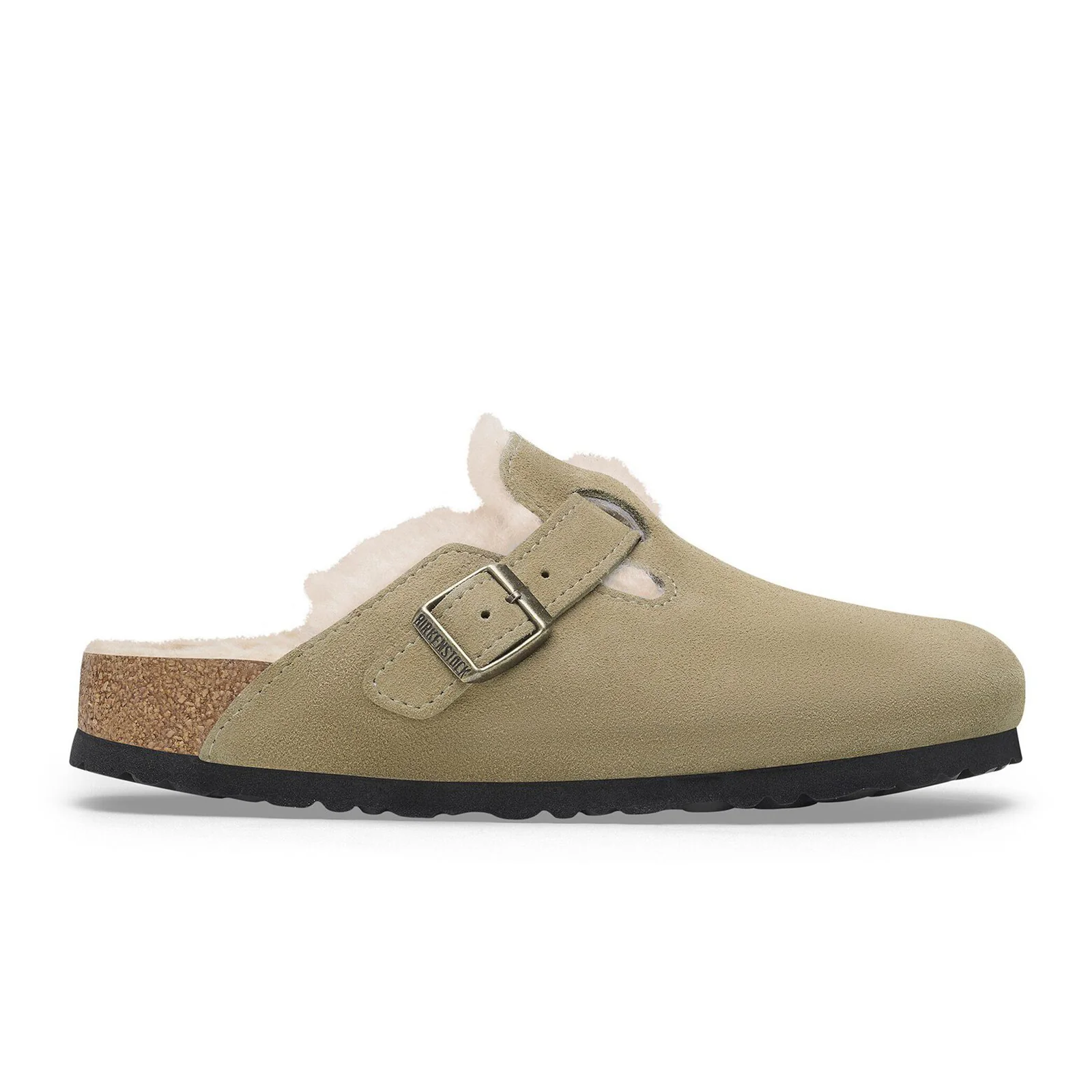 Birkenstock Boston Narrow Clog (Women) - Taupe Suede/Sandcastle Shearling - Image 4