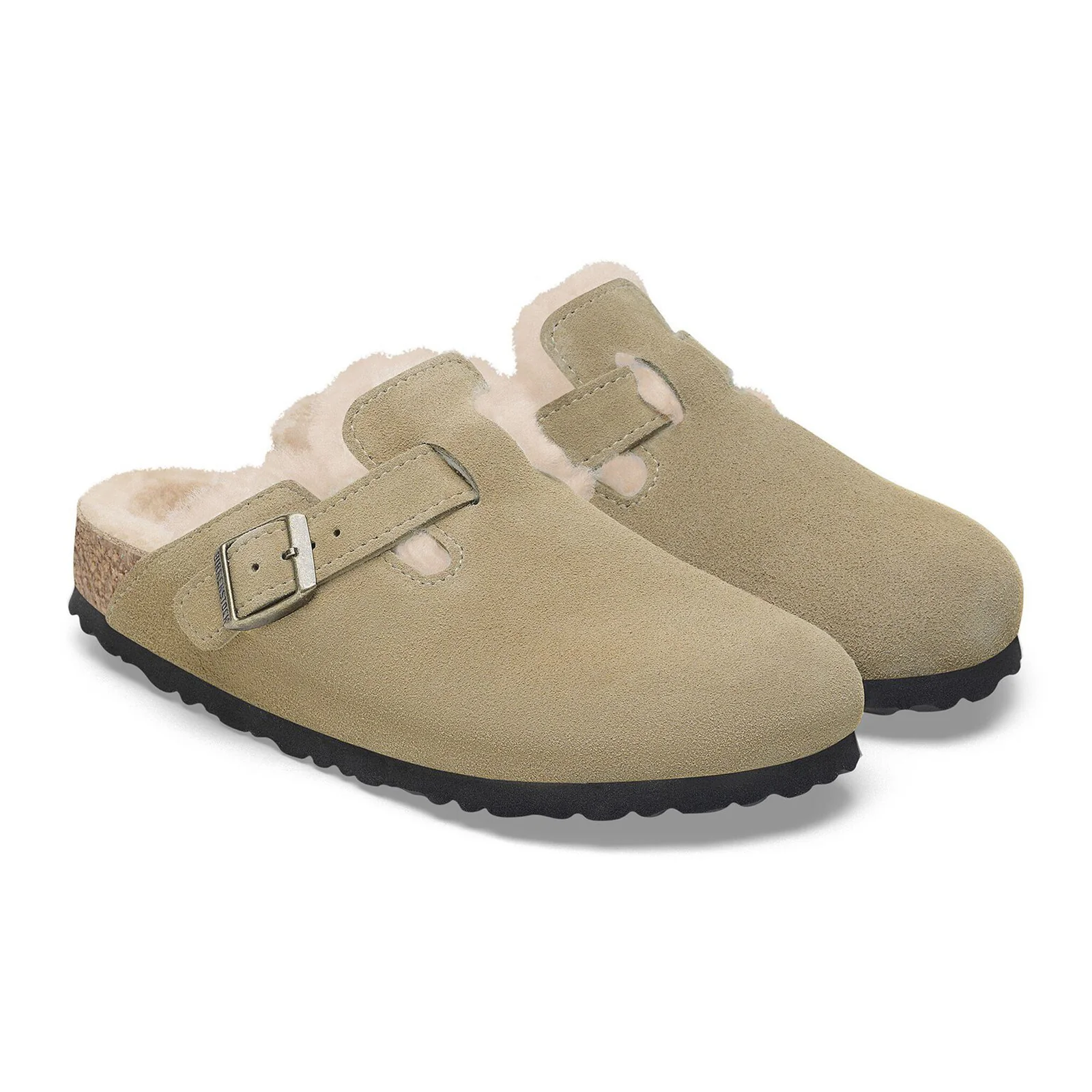 Birkenstock Boston Narrow Clog (Women) - Taupe Suede/Sandcastle Shearling - Image 5