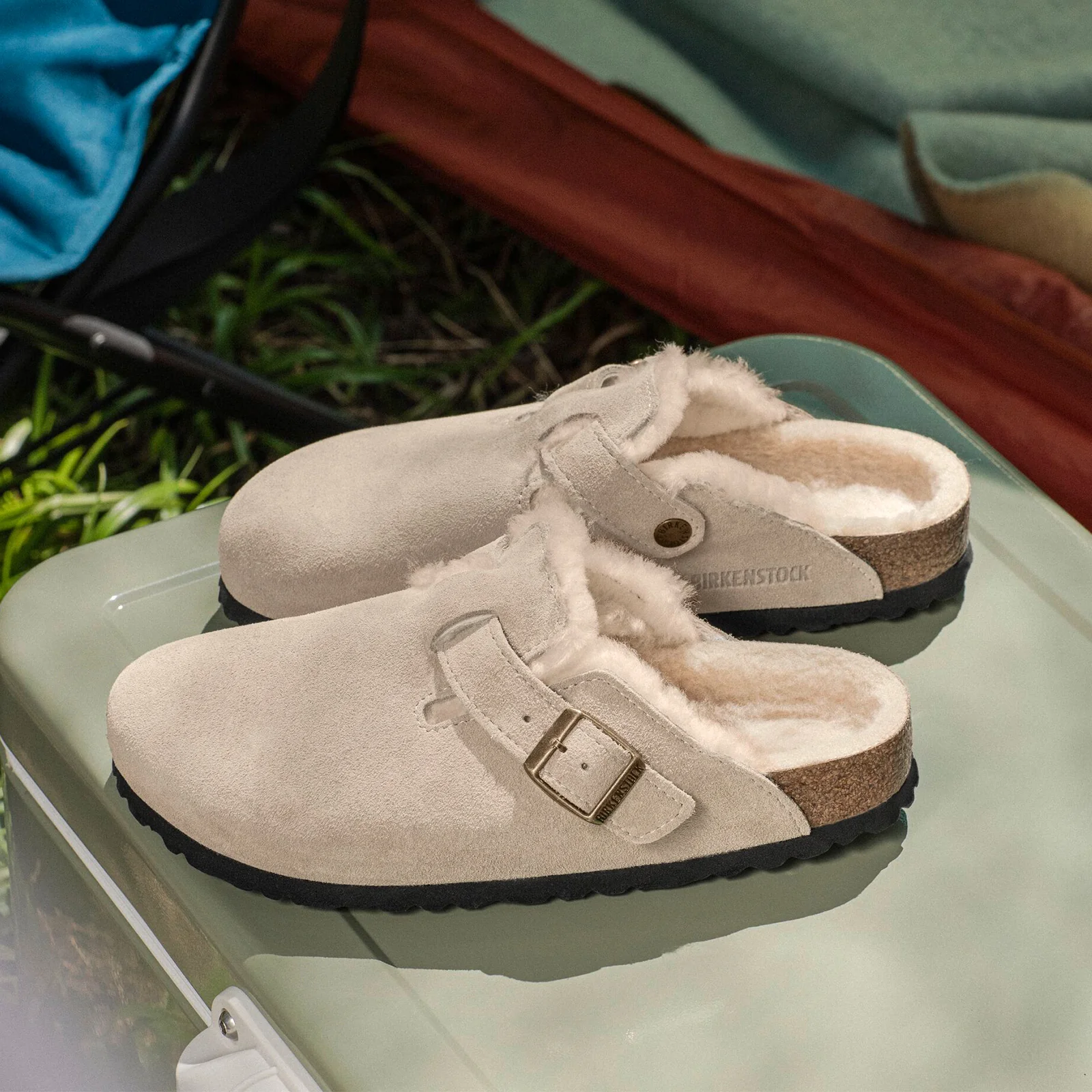 Birkenstock Boston Narrow Clog (Women) - Taupe Suede/Sandcastle Shearling - Image 6