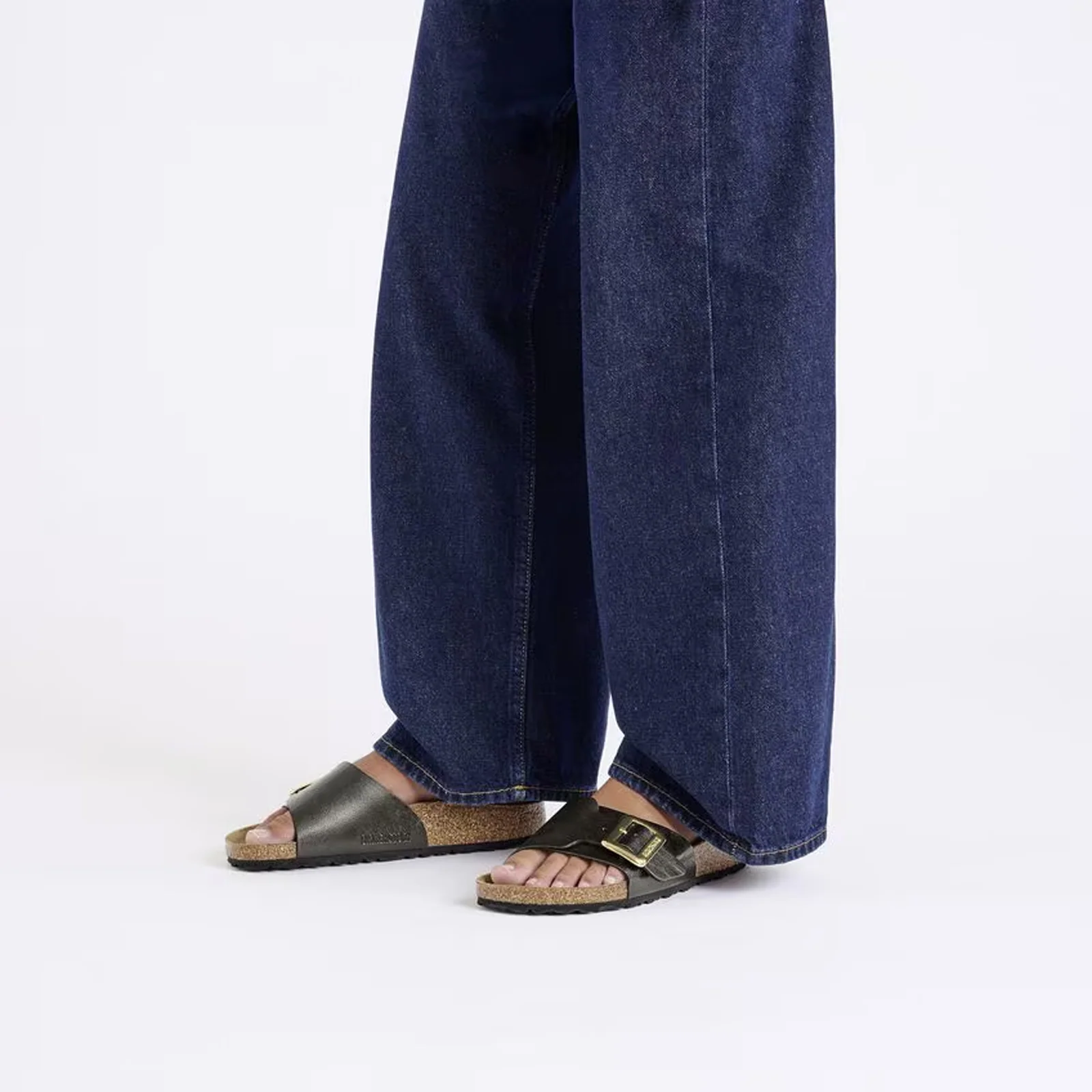 Birkenstock Catalina Luxe Buckle Narrow Slide Sandal (Women) - Graceful Licorice Birko-Flor - Image 6