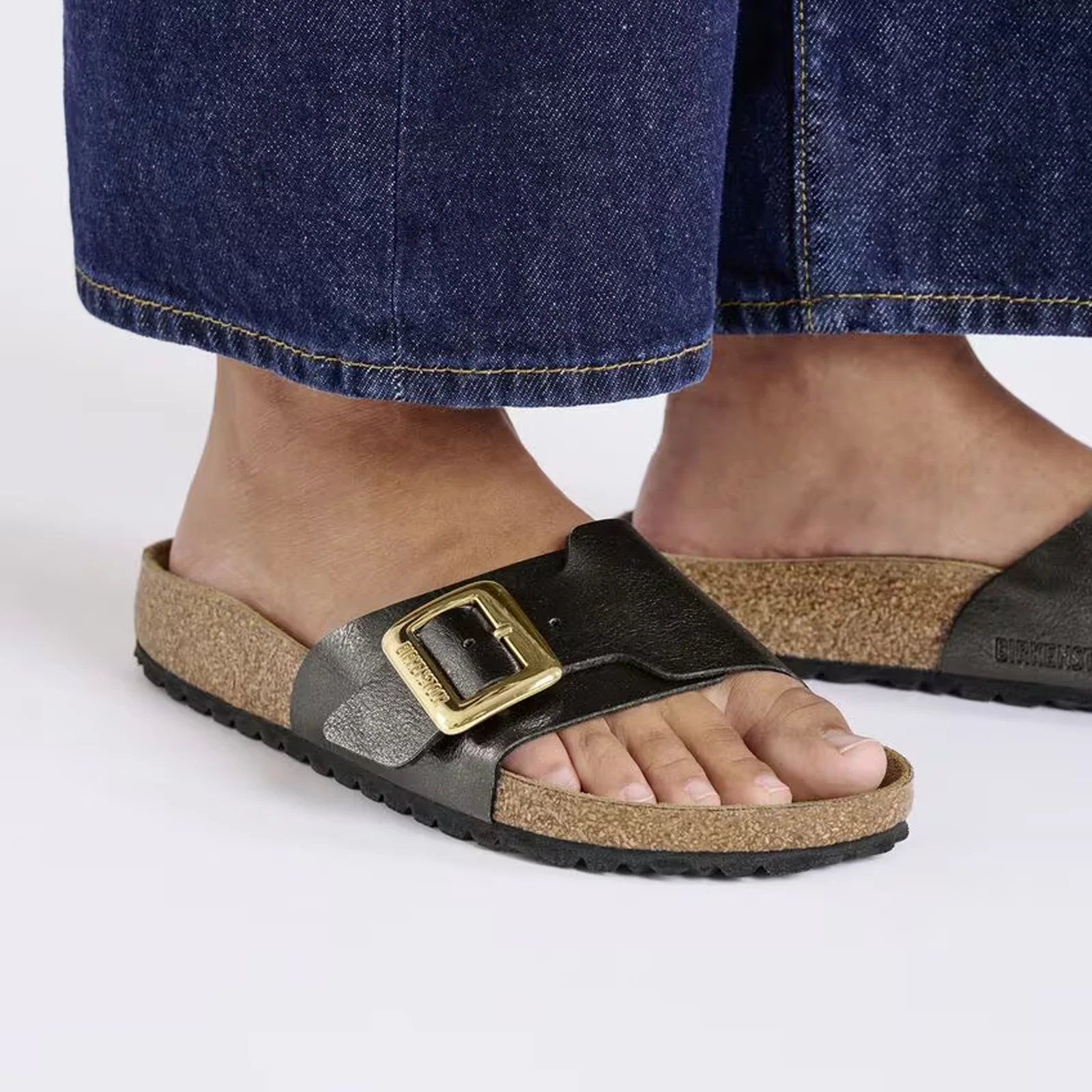 Birkenstock Catalina Luxe Buckle Narrow Slide Sandal (Women) - Graceful Licorice Birko-Flor - Image 7