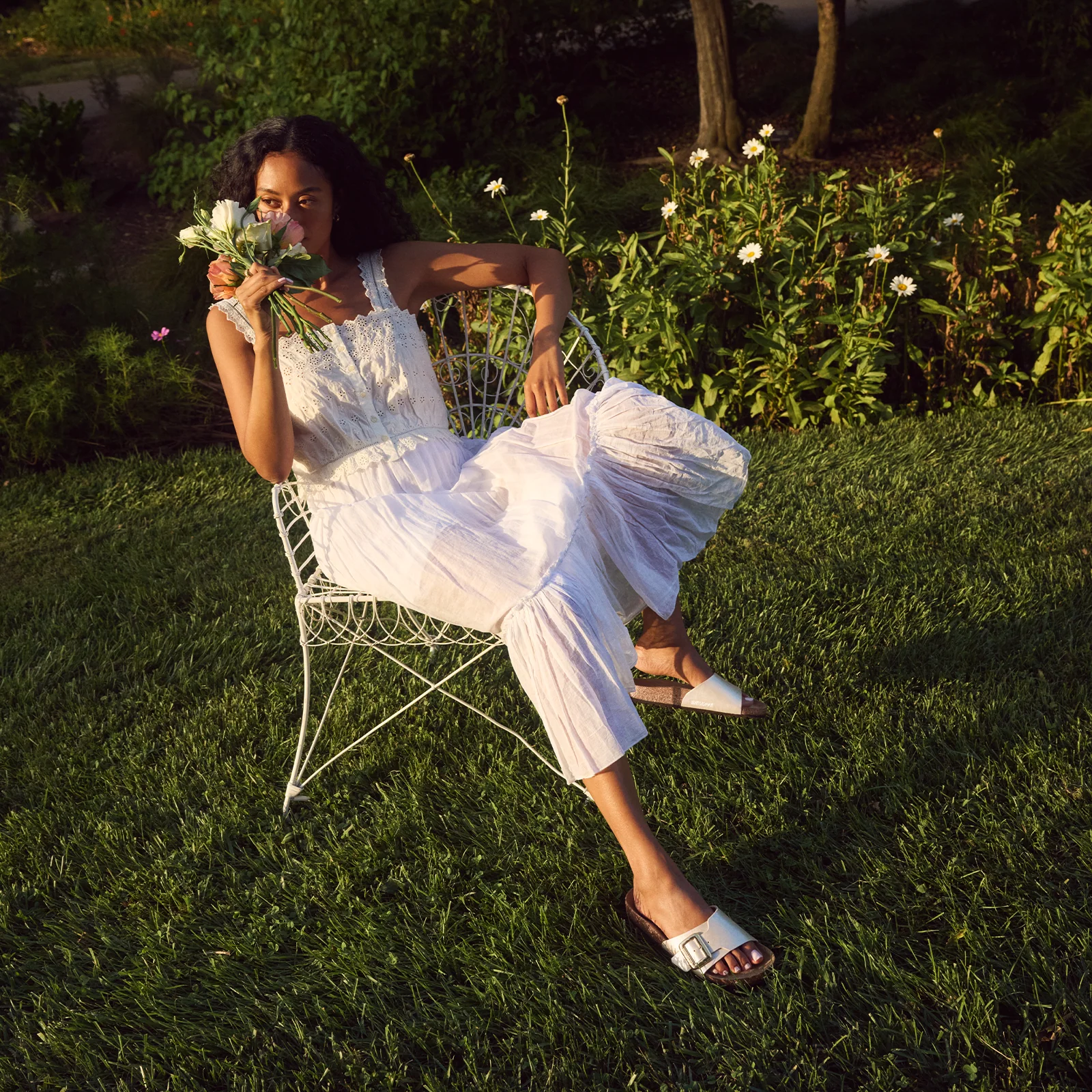 Birkenstock Catalina Luxe Buckle Narrow Slide Sandal (Women) - Graceful Pearl White - Image 10
