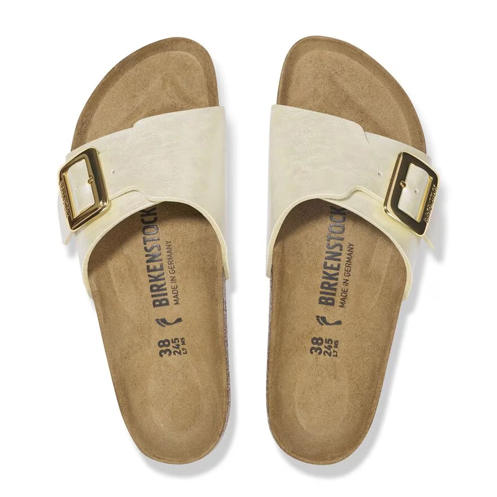 Birkenstock Catalina Luxe Buckle Narrow Slide Sandal (Women) - Graceful Pearl White - Image 2