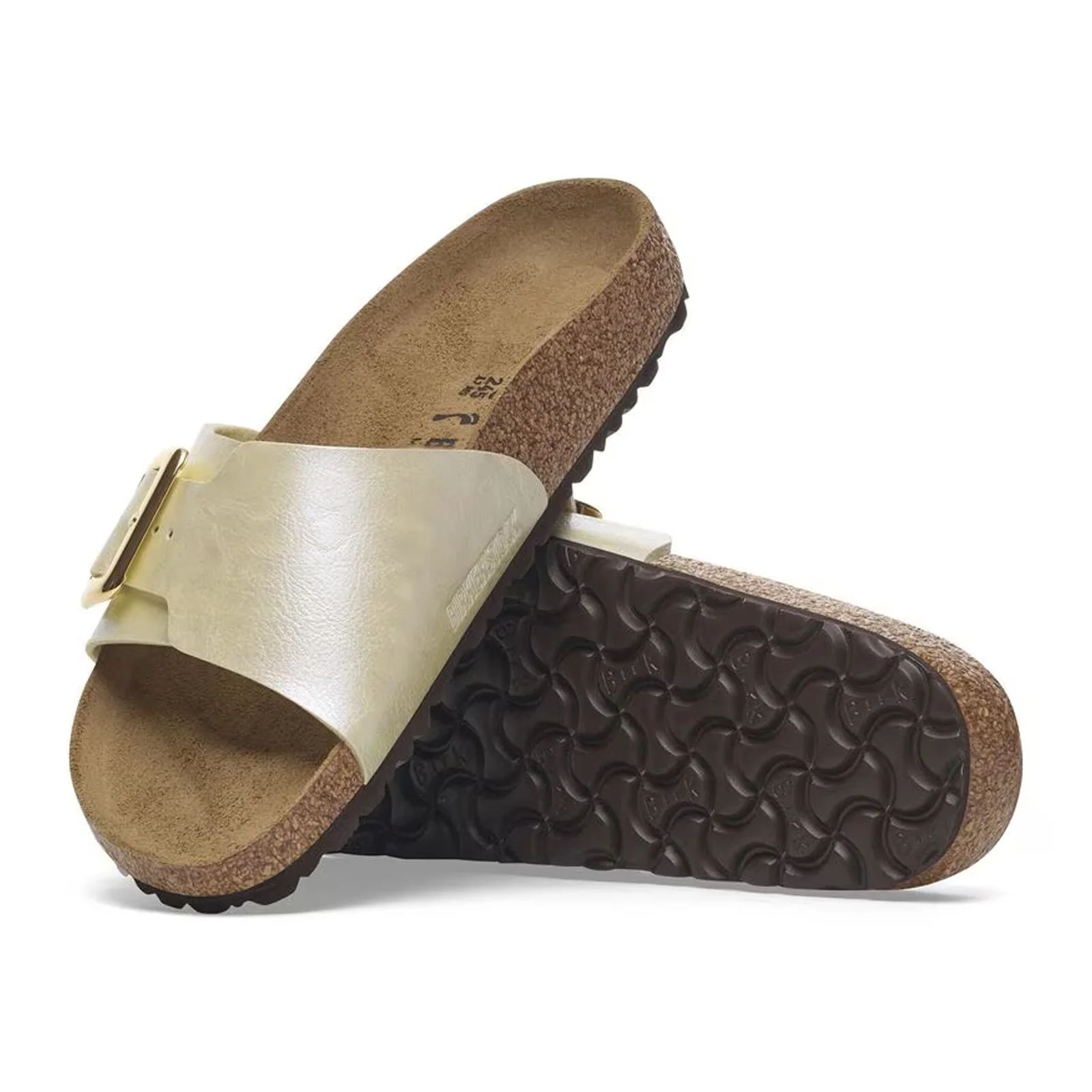 Birkenstock Catalina Luxe Buckle Narrow Slide Sandal (Women) - Graceful Pearl White - Image 3