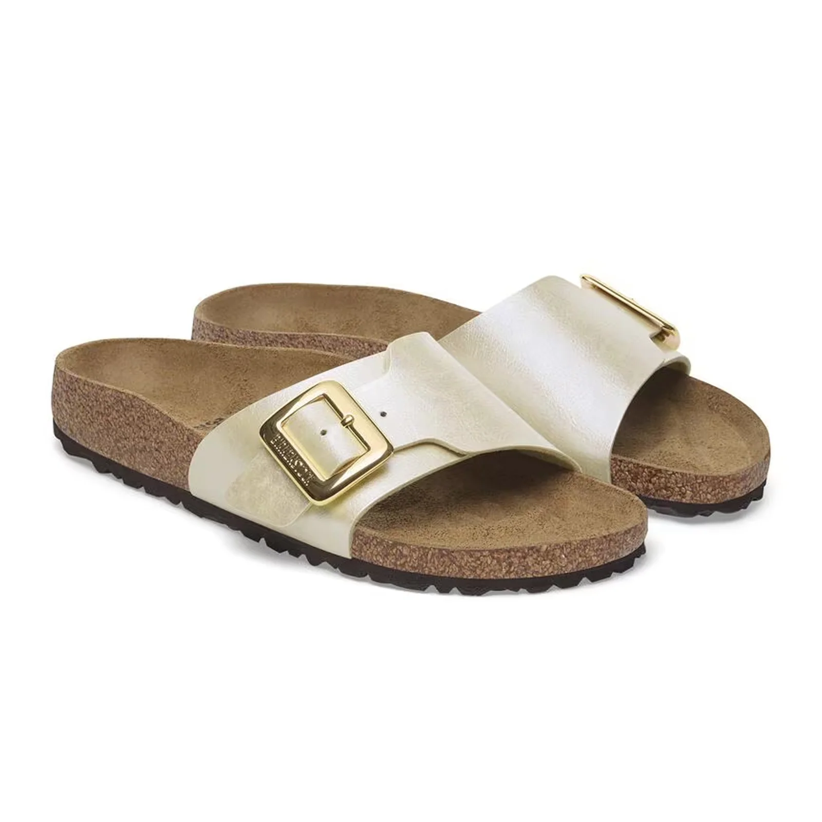 Birkenstock Catalina Luxe Buckle Narrow Slide Sandal (Women) - Graceful Pearl White - Image 4